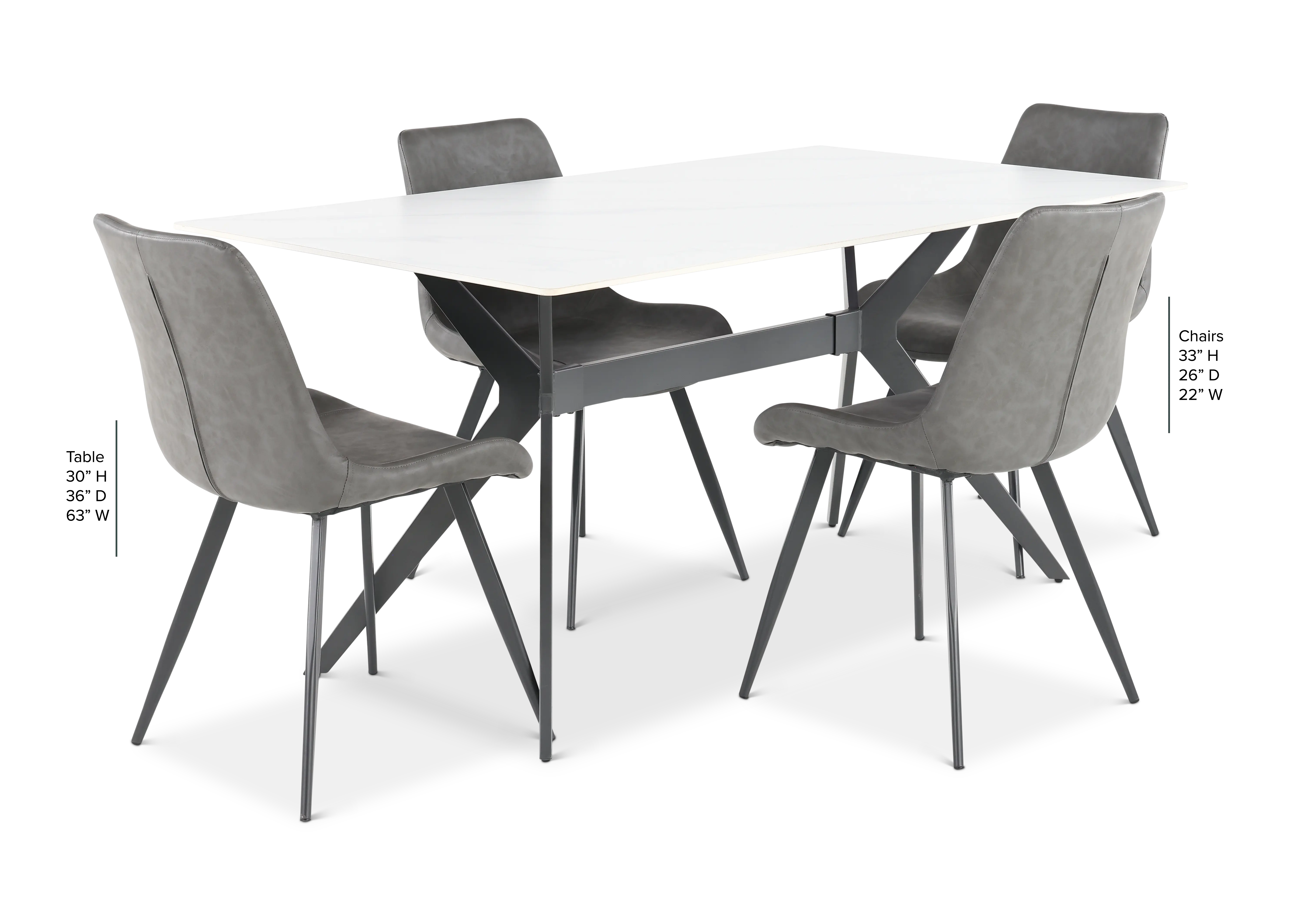 Brixley White and Dark Gray 5-Piece Dining Set-3