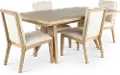 Sumire Natural Ash and White Linen 5 Piece Dining Set