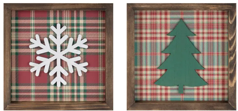 Assorted Framed Snowflake Wood Art