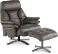 Seas Gray Leather Swivel Power Recliner with Ottoman