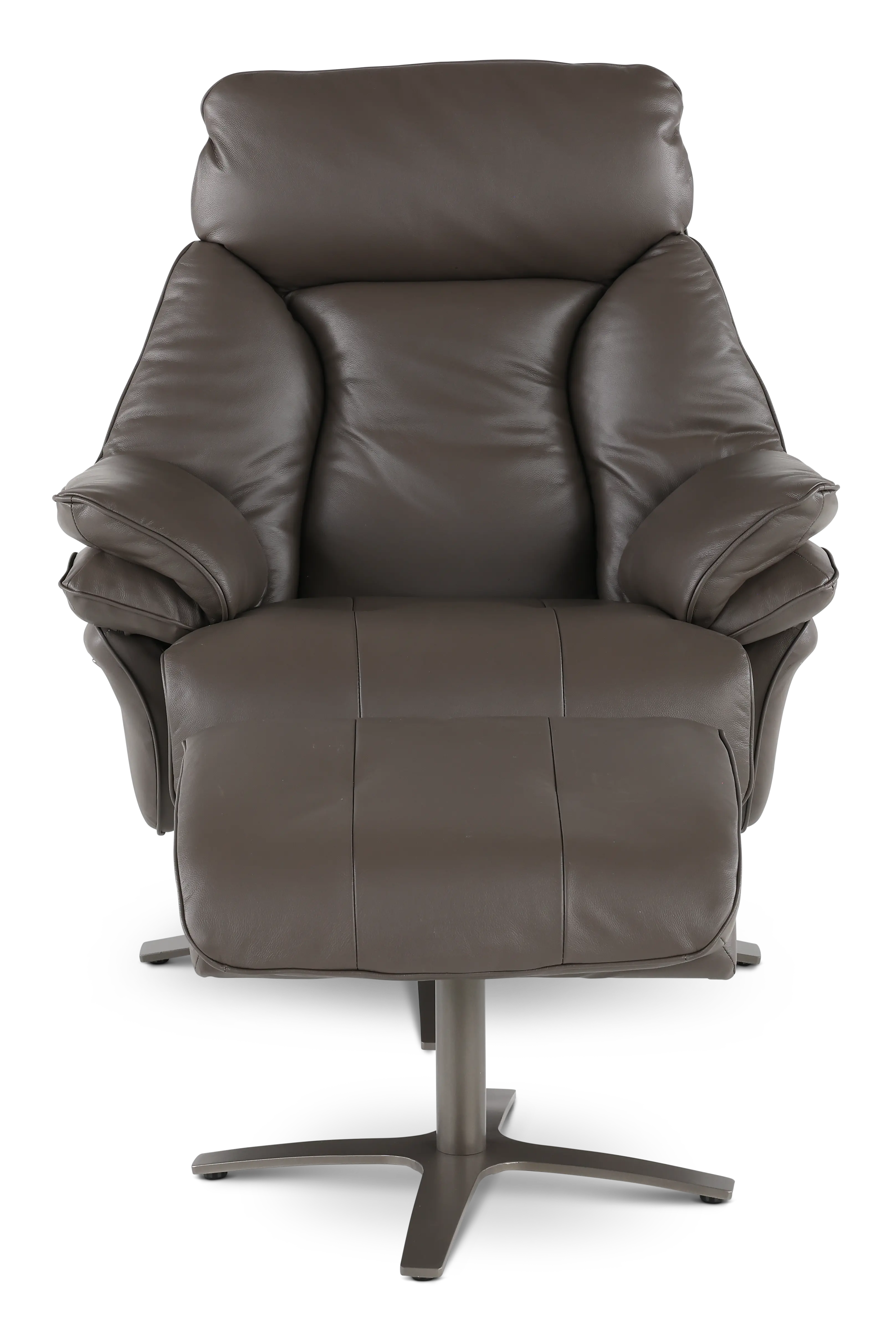 Seas Gray Leather Swivel Power Recliner with Ottoman-4