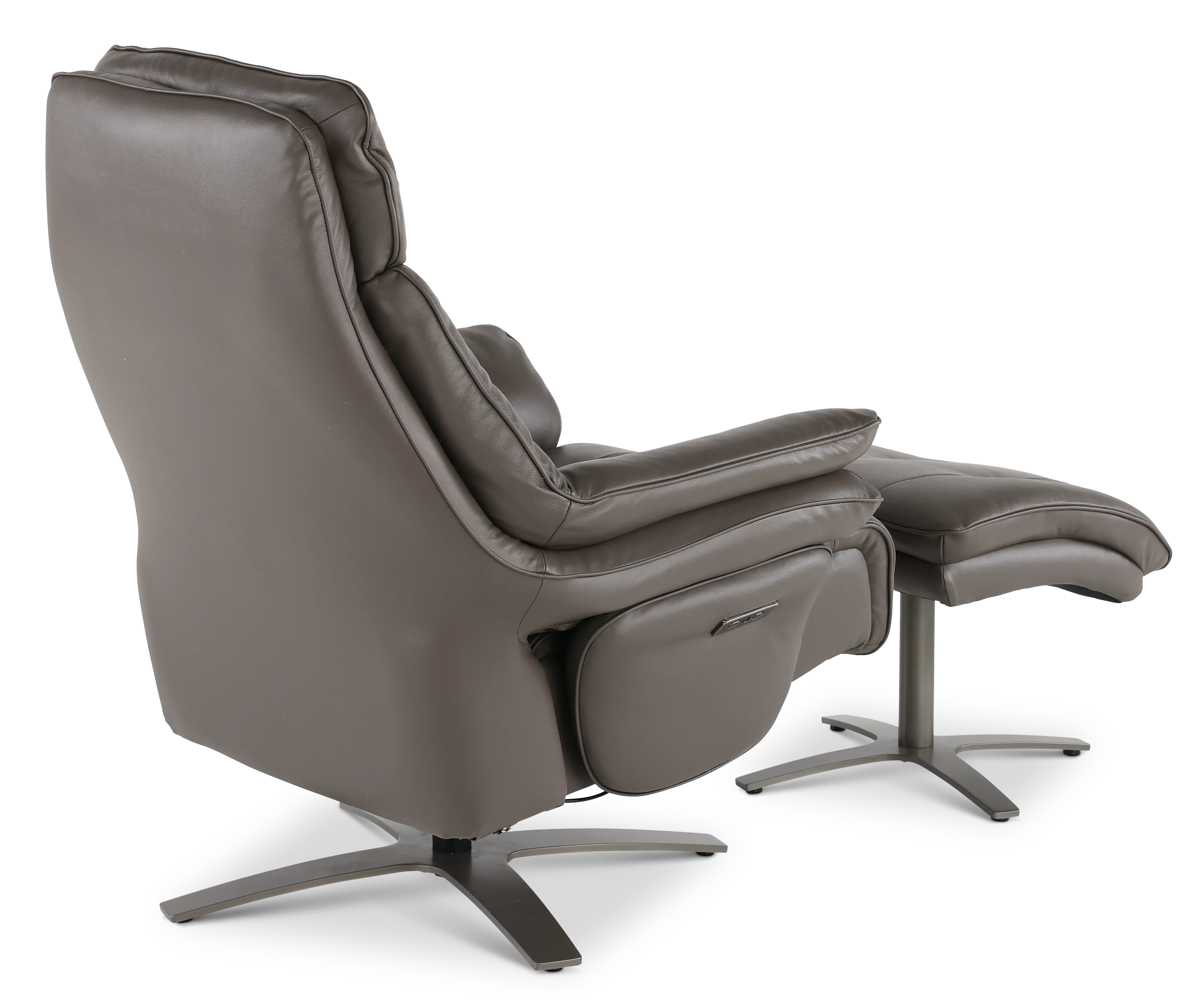 Seas Gray Leather Swivel Power Recliner with Ottoman-8