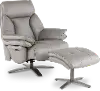 Seas Stone Leather Swivel Power Recliner with Ottoman