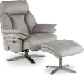 Seas Stone Leather Swivel Power Recliner with Ottoman