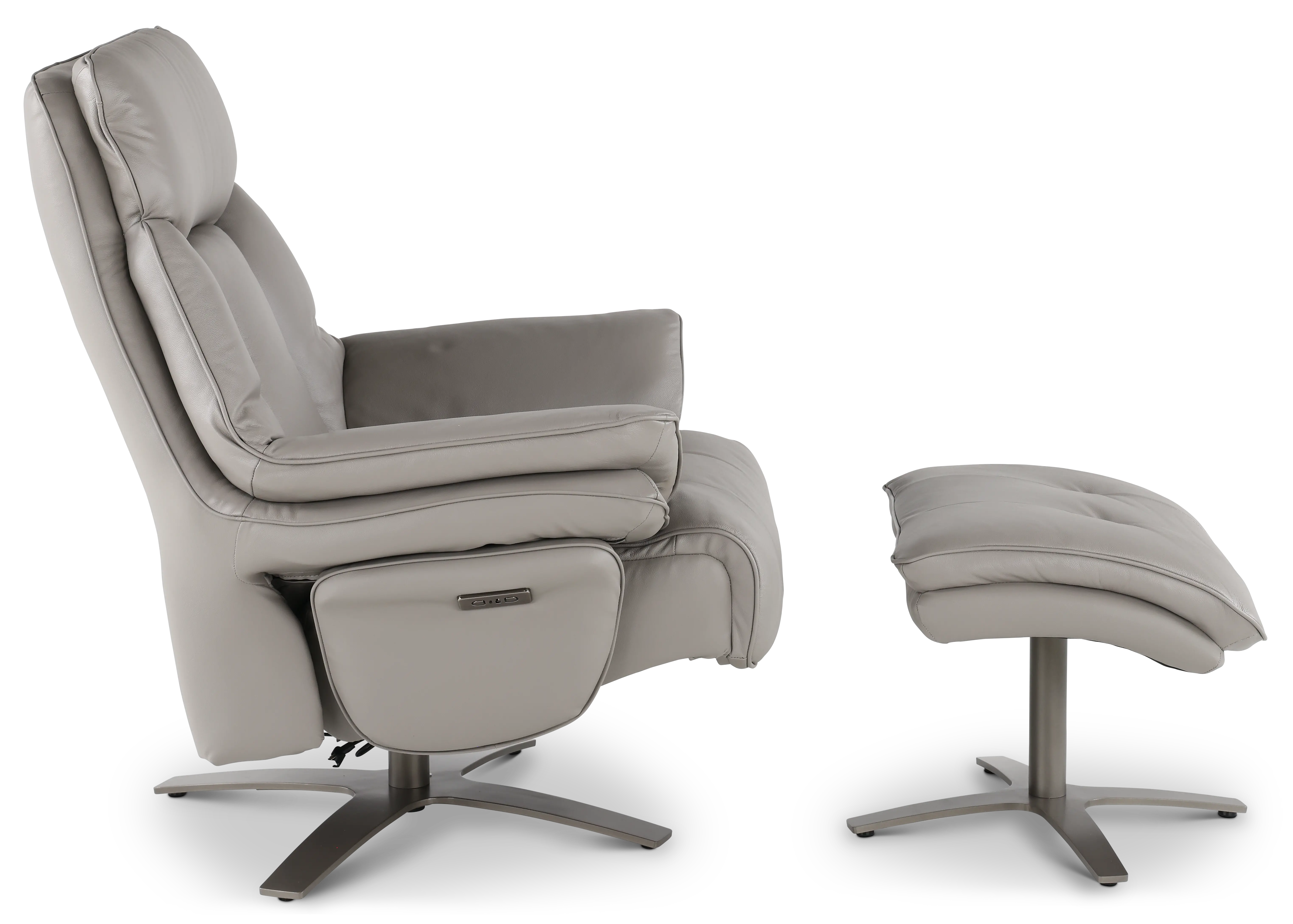 Seas Stone Leather Swivel Power Recliner with Ottoman-7