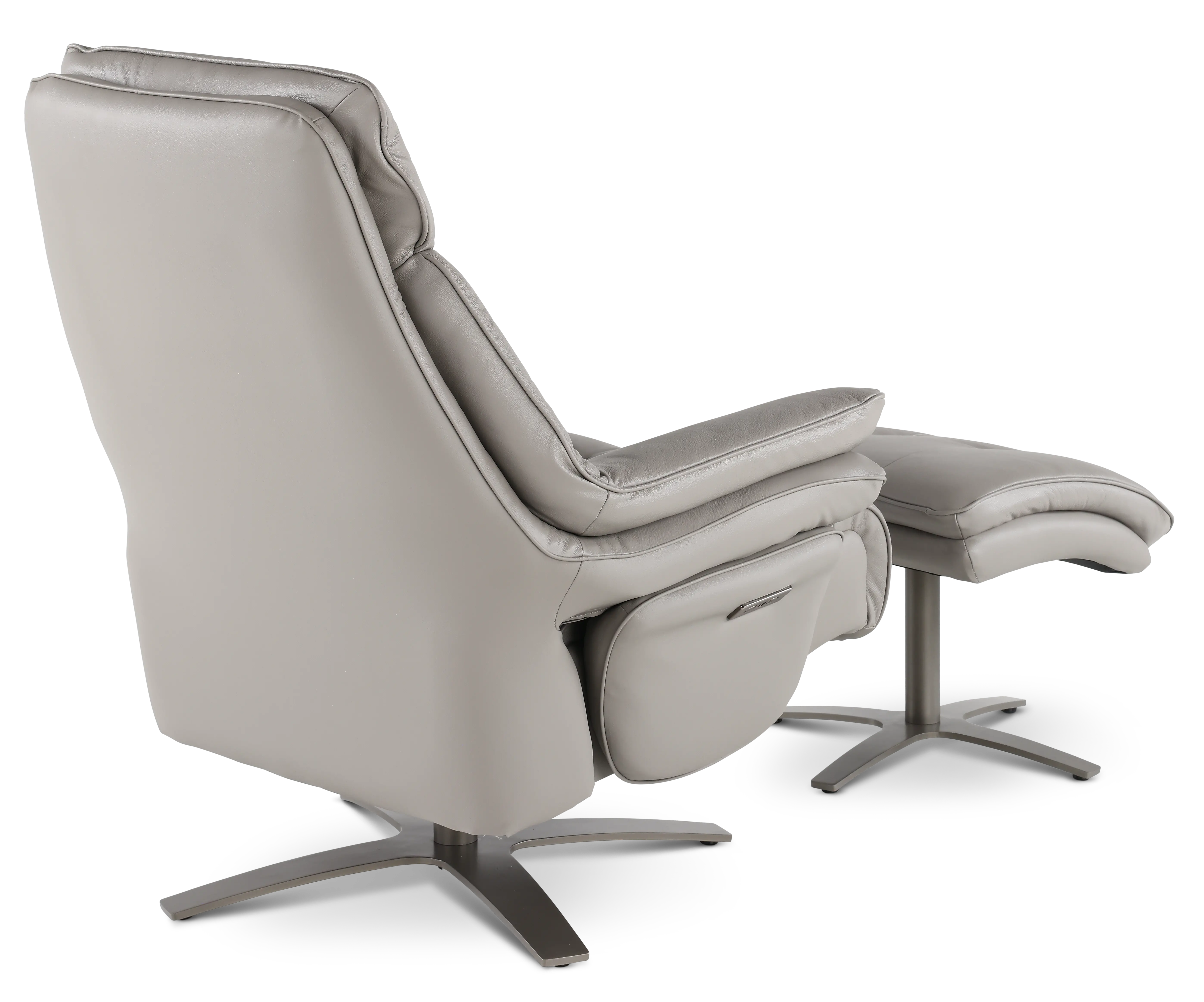 Seas Stone Leather Swivel Power Recliner with Ottoman-8