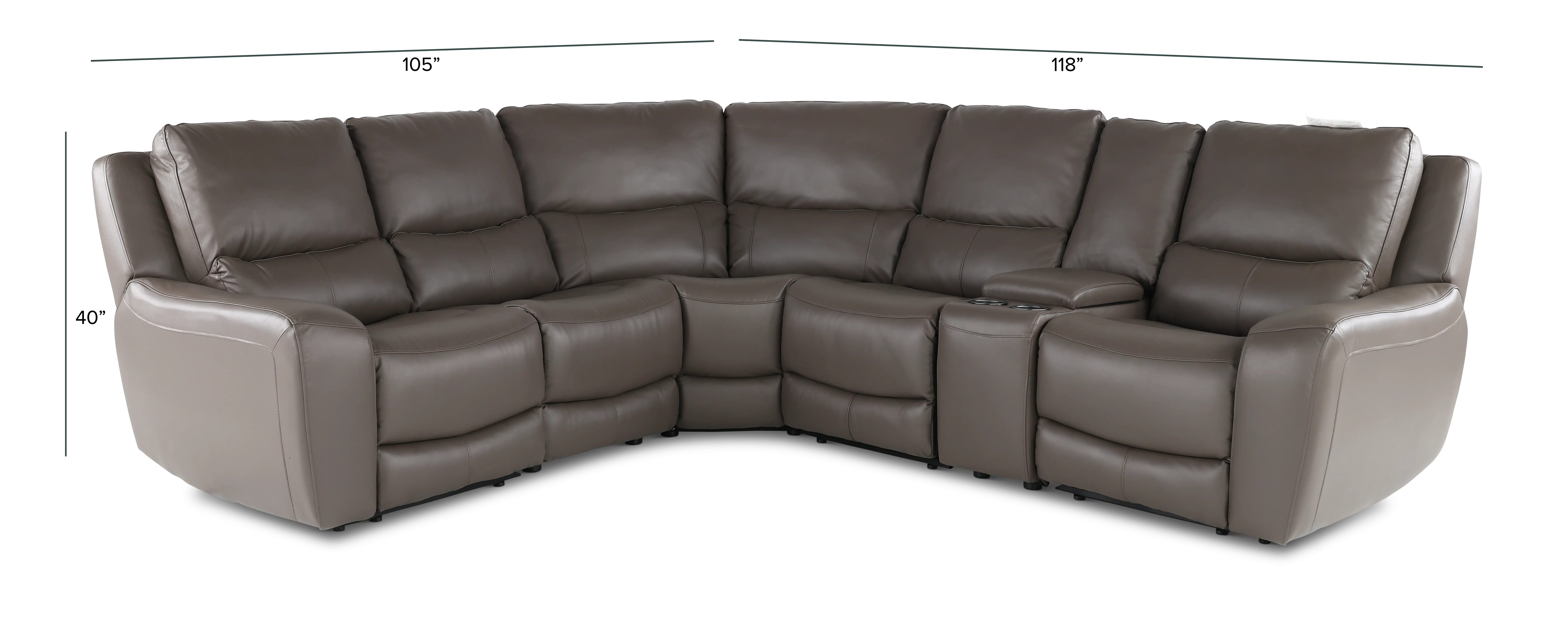 Seas Gray Leather 6 Piece Power Reclining Sectional-3