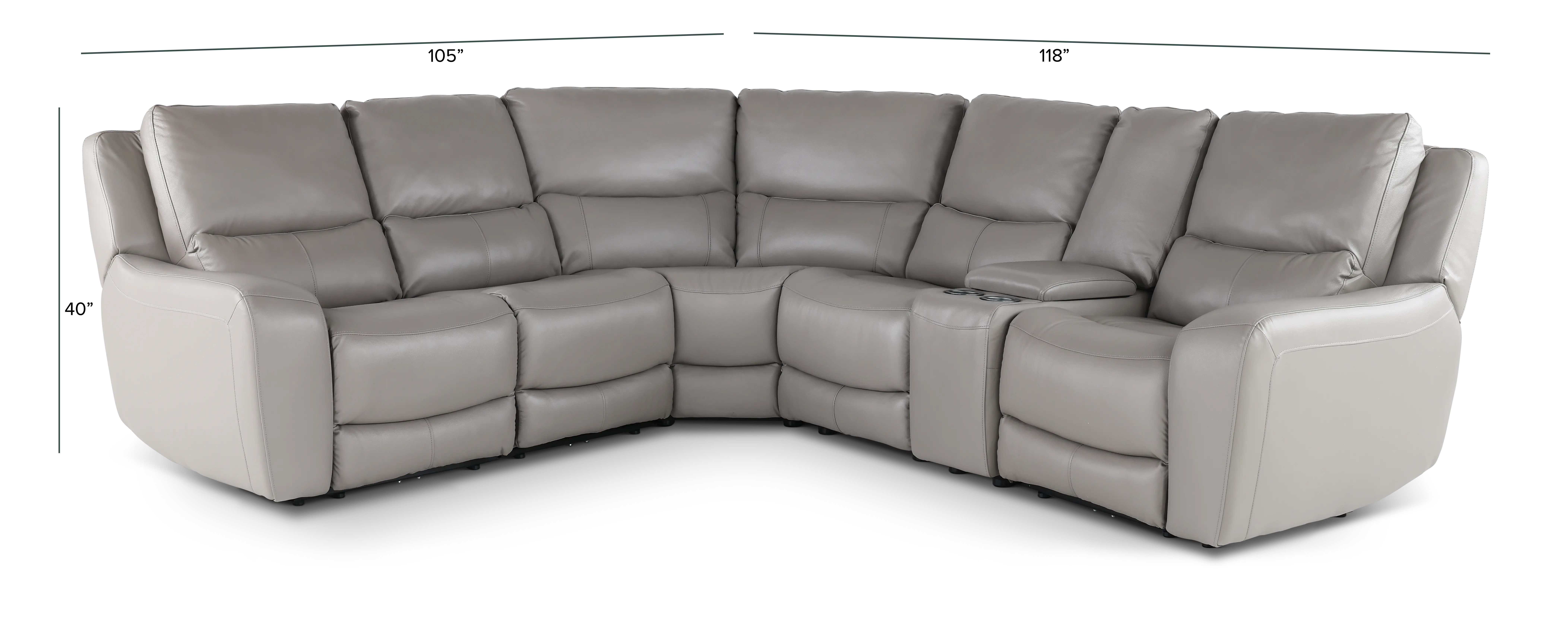 Seas Stone Leather 6 Piece Power Reclining Sectional-3