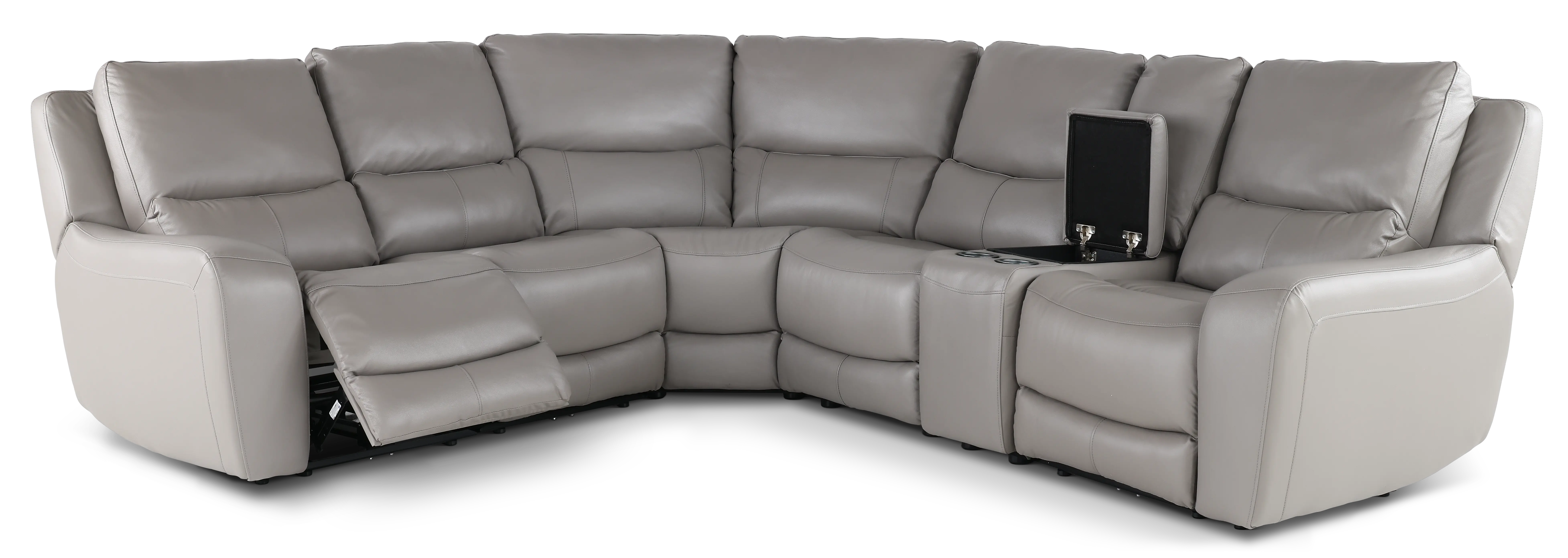 Seas Stone Leather 6 Piece Power Reclining Sectional-4