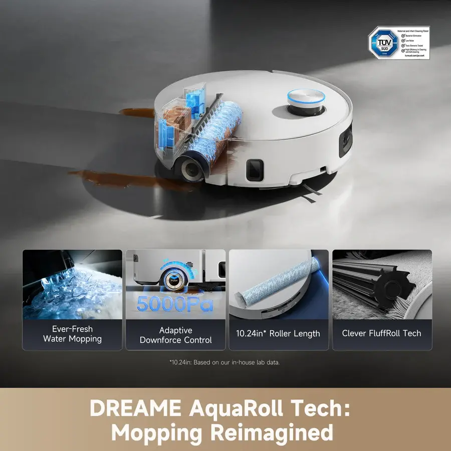 Dreame White Aqua 10 Ultra Roller Robot Vacuum-6