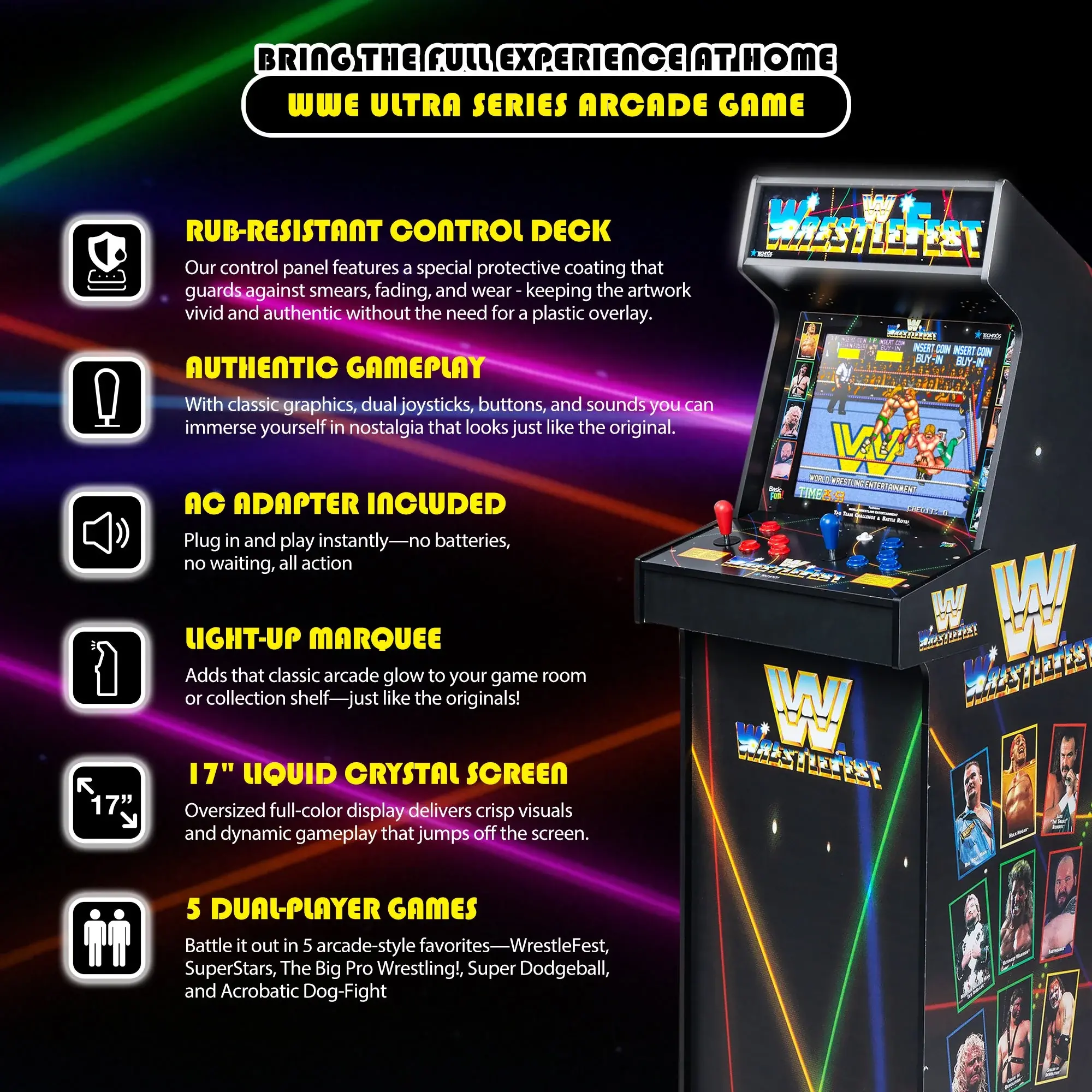 B0FSM2PWRZ Arcade 1Up WWE Wrestlefest Ultra Series Arcade-8