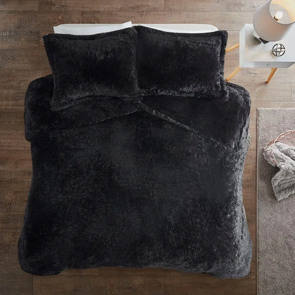 Maela Black Twin 2-Piece Duvet Set-3