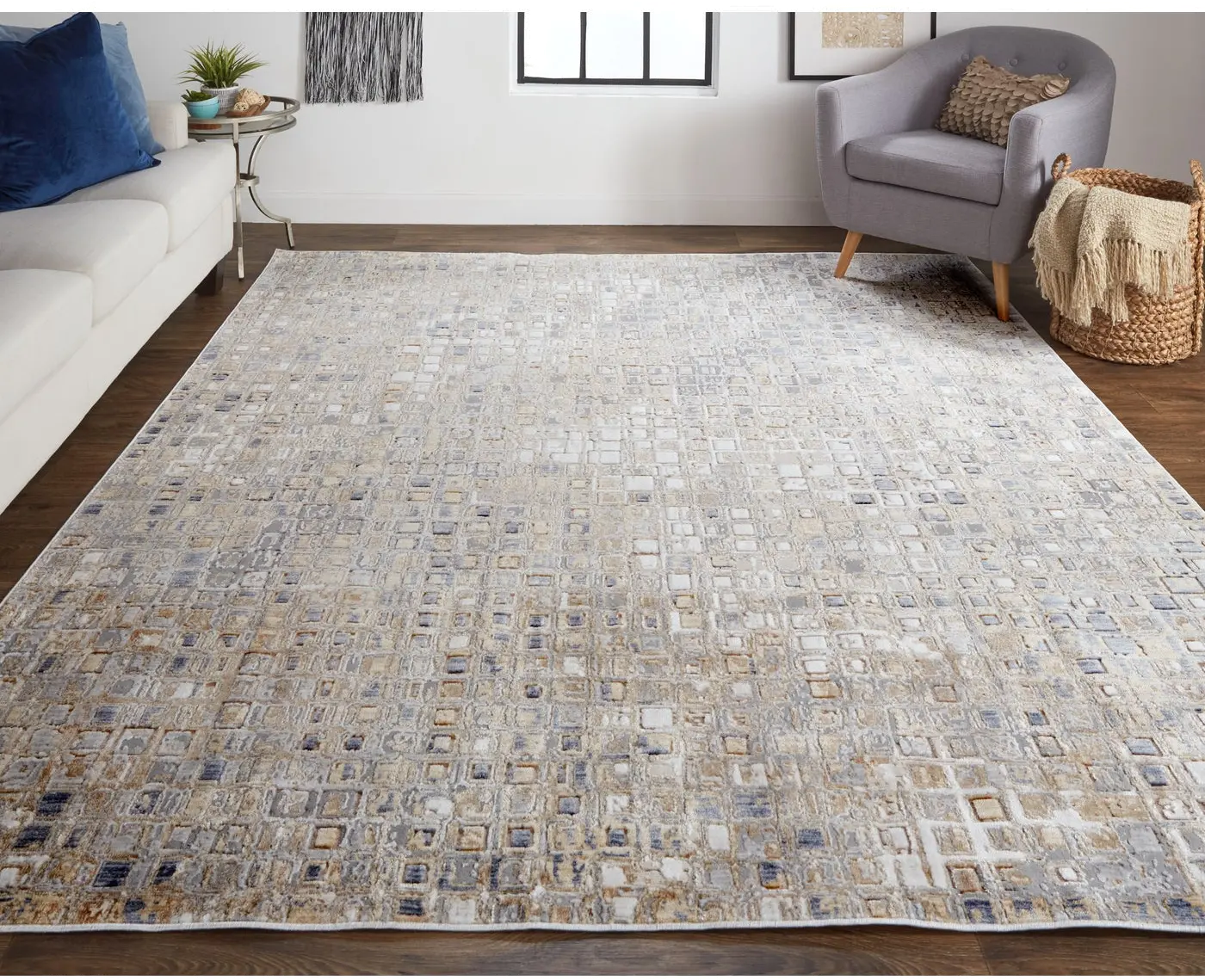Laina 5 x 8 Mosaic Beige Gray Area Rug-3