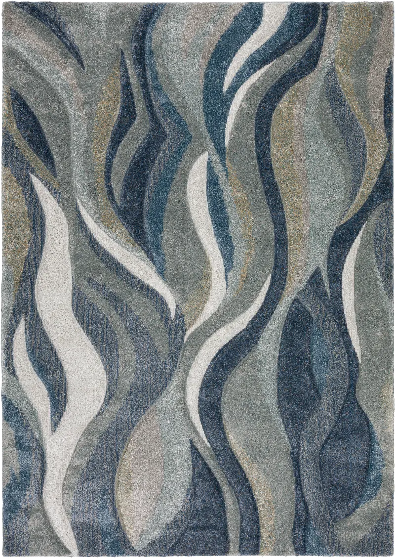 Carmona 5 x 8 Navy Waves Area Rug