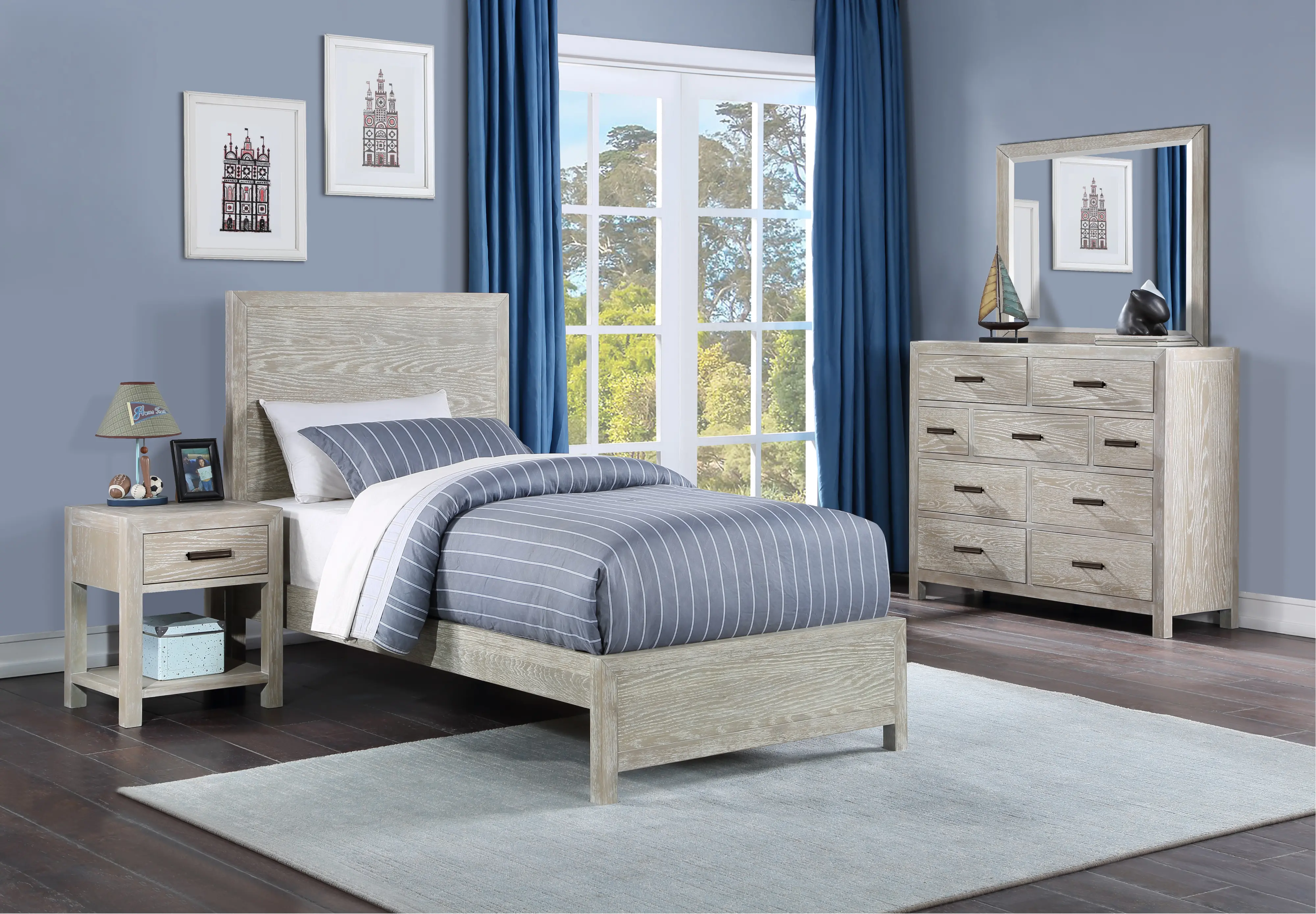 Fresno Gray Oak Twin Bed-2