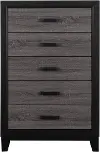 Lisbon Gray and Black Chest of Drawers