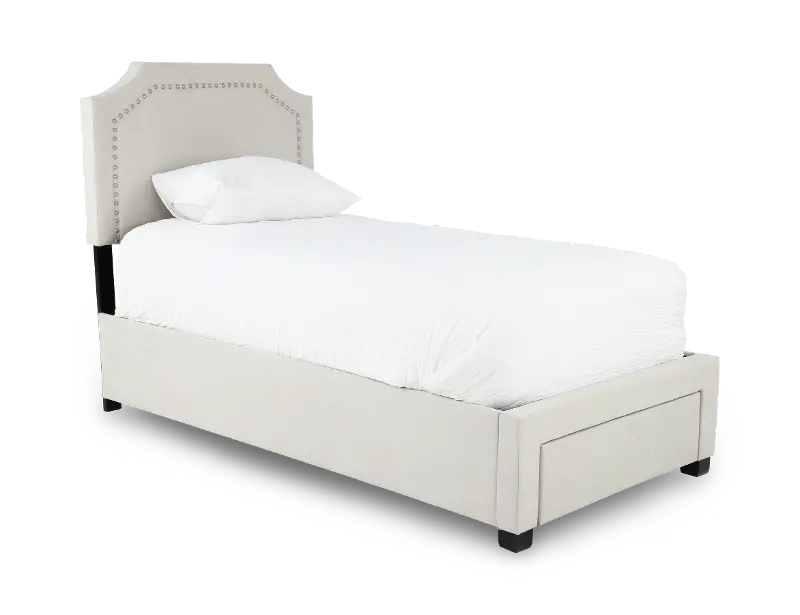 Tropic Beige Twin Upholstered Storage Bed
