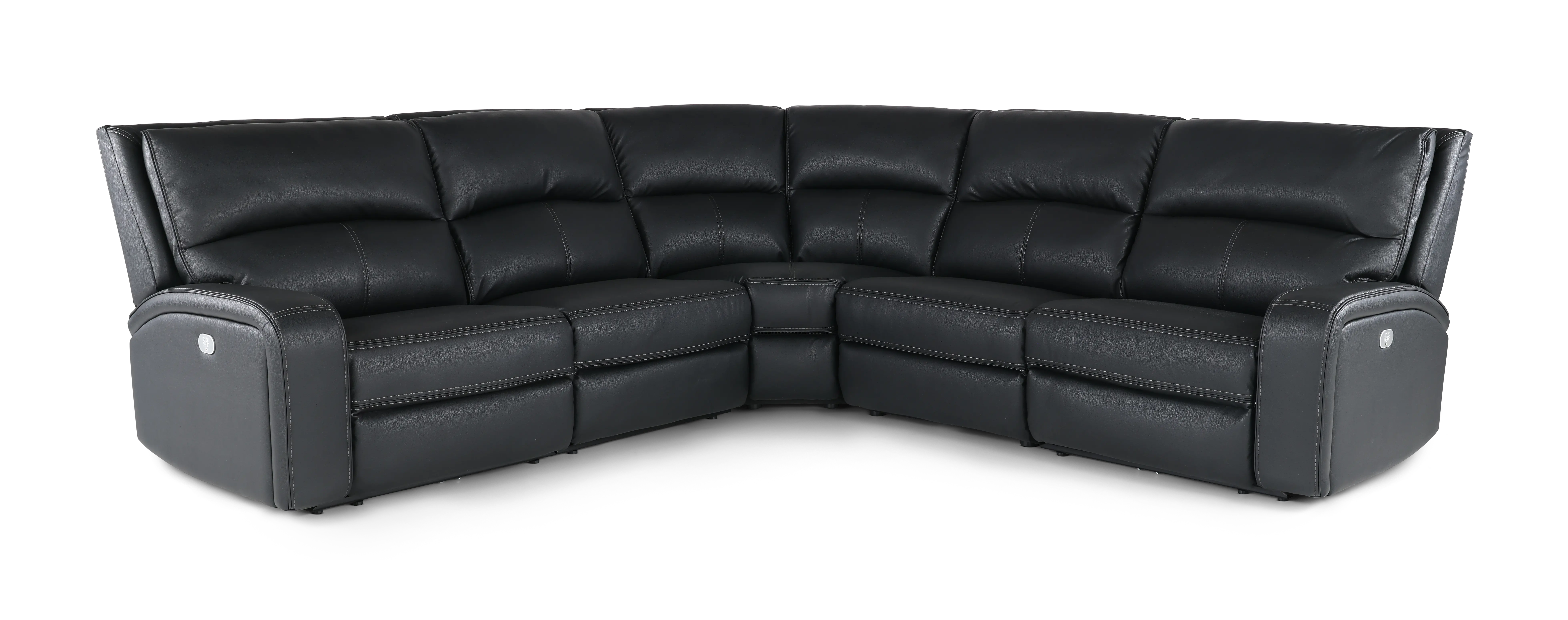 Star Black 5-Piece Power Reclining Sectional with Adjustable Headrests-1