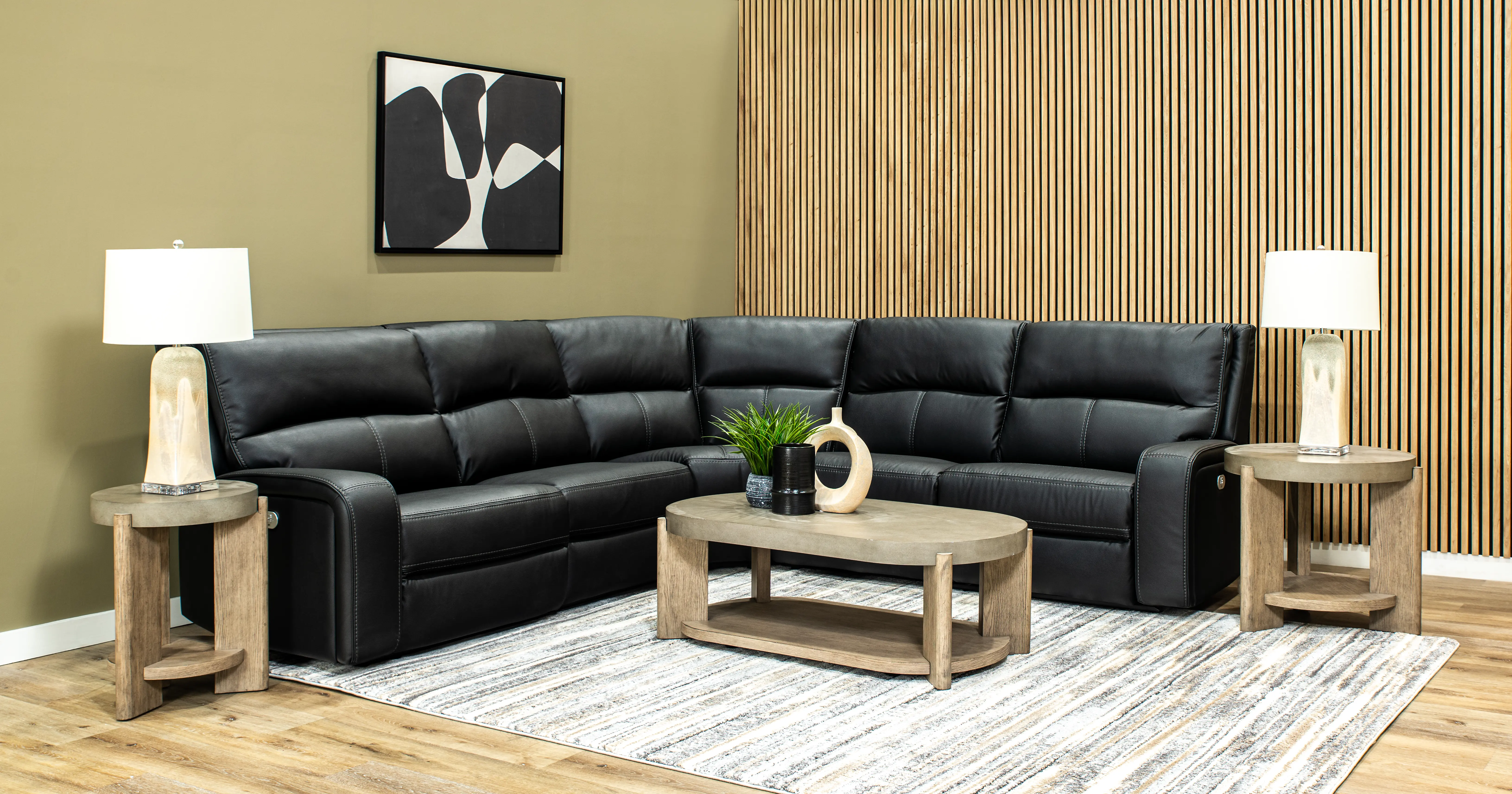 Star Black 5-Piece Power Reclining Sectional with Adjustable Headrests-2