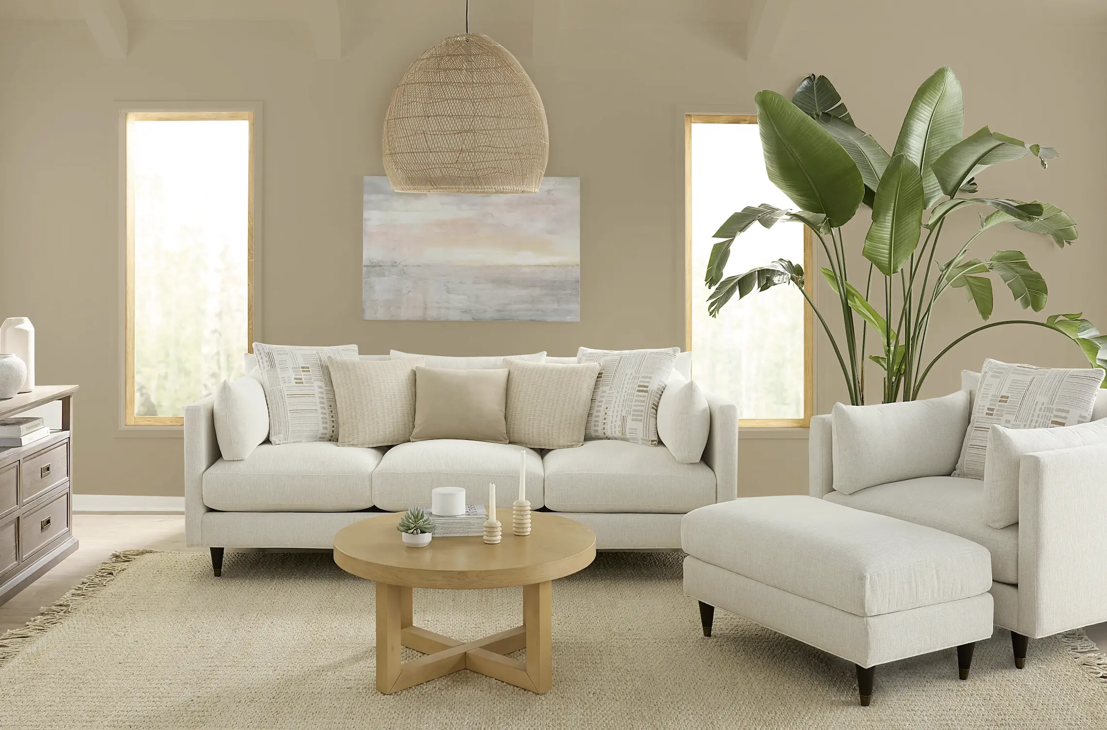 Pia Cotton White Ottoman-2