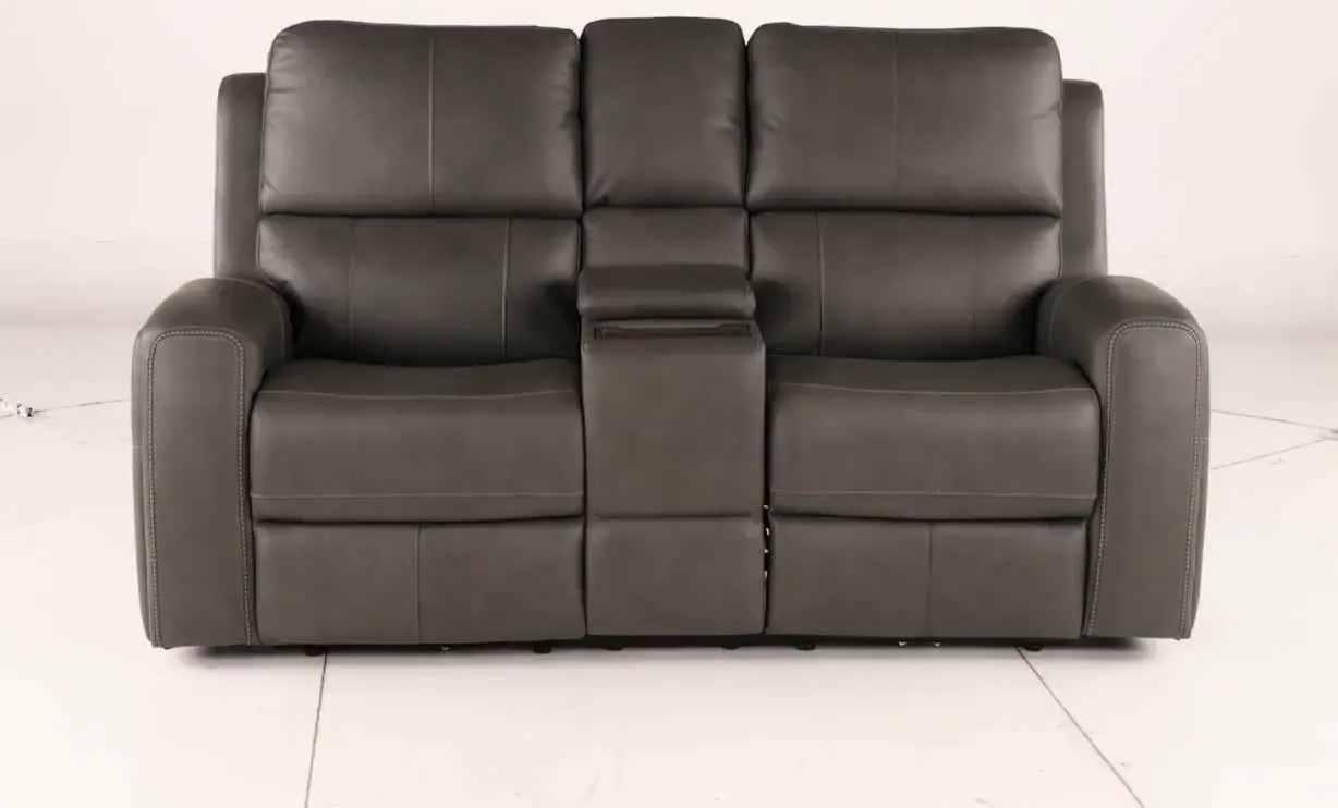 Linden Charcoal Power Reclining Loveseat with Console-11