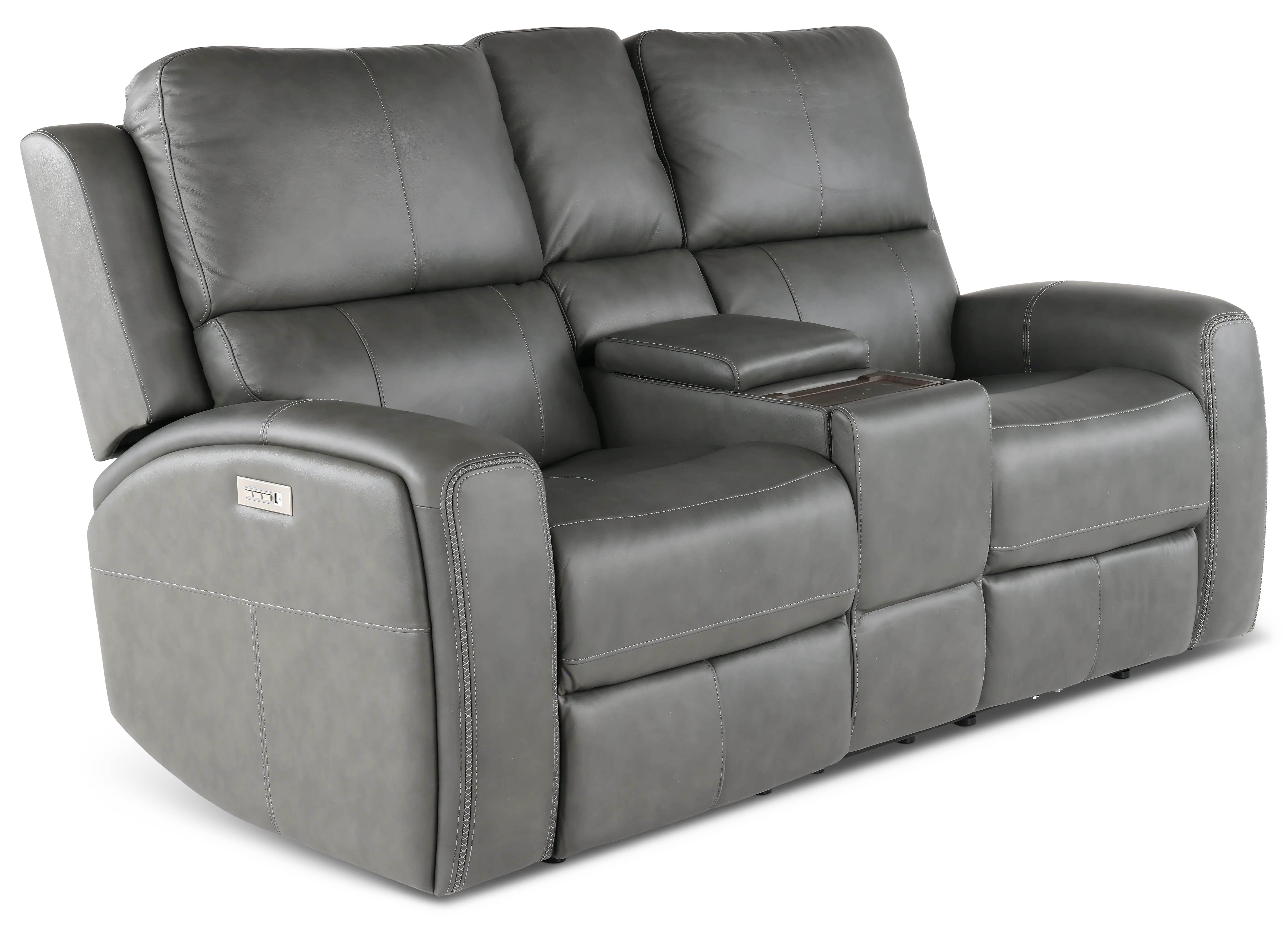 Linden Charcoal Power Reclining Loveseat with Console-2