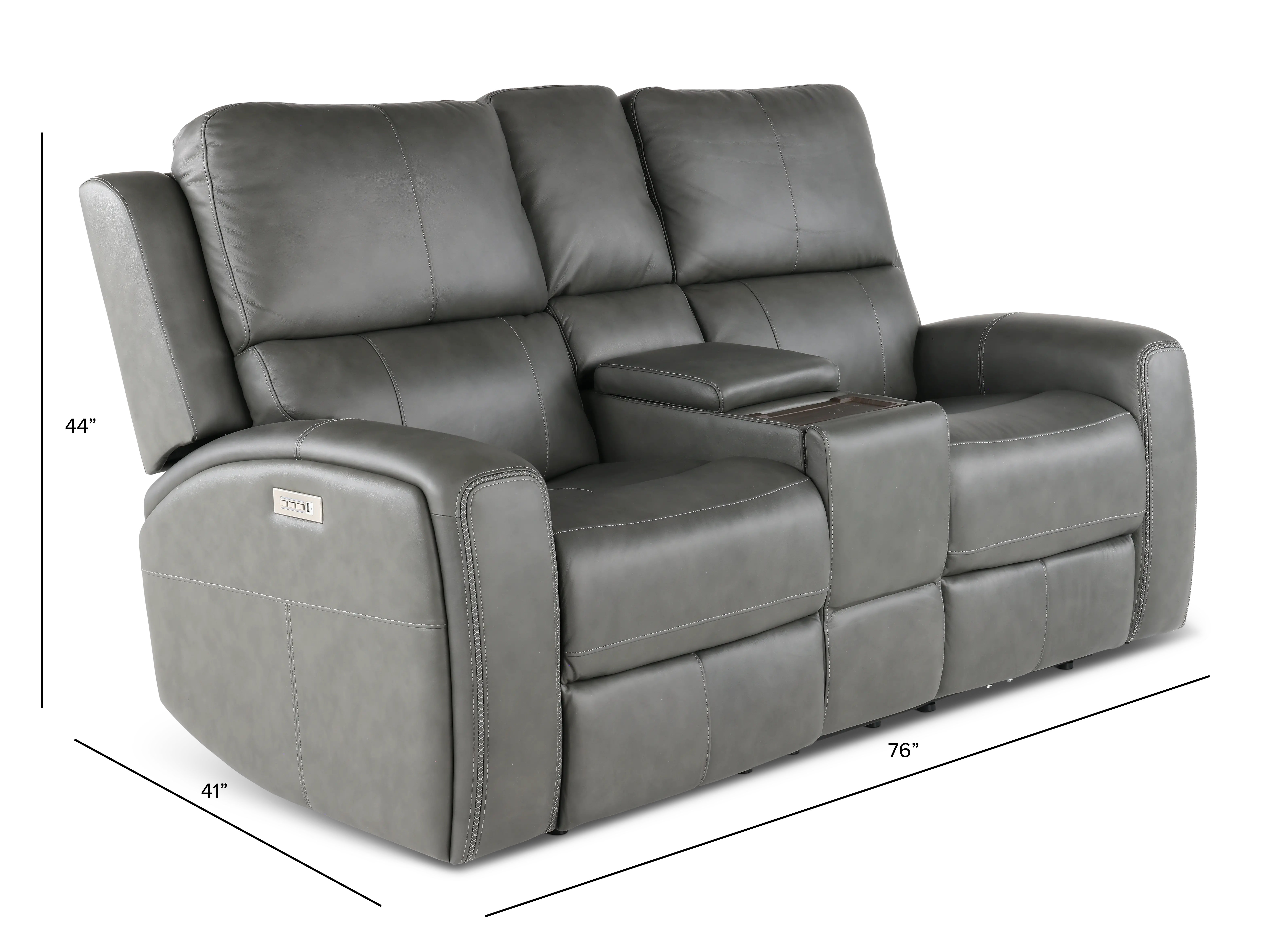 Linden Charcoal Power Reclining Loveseat with Console-3