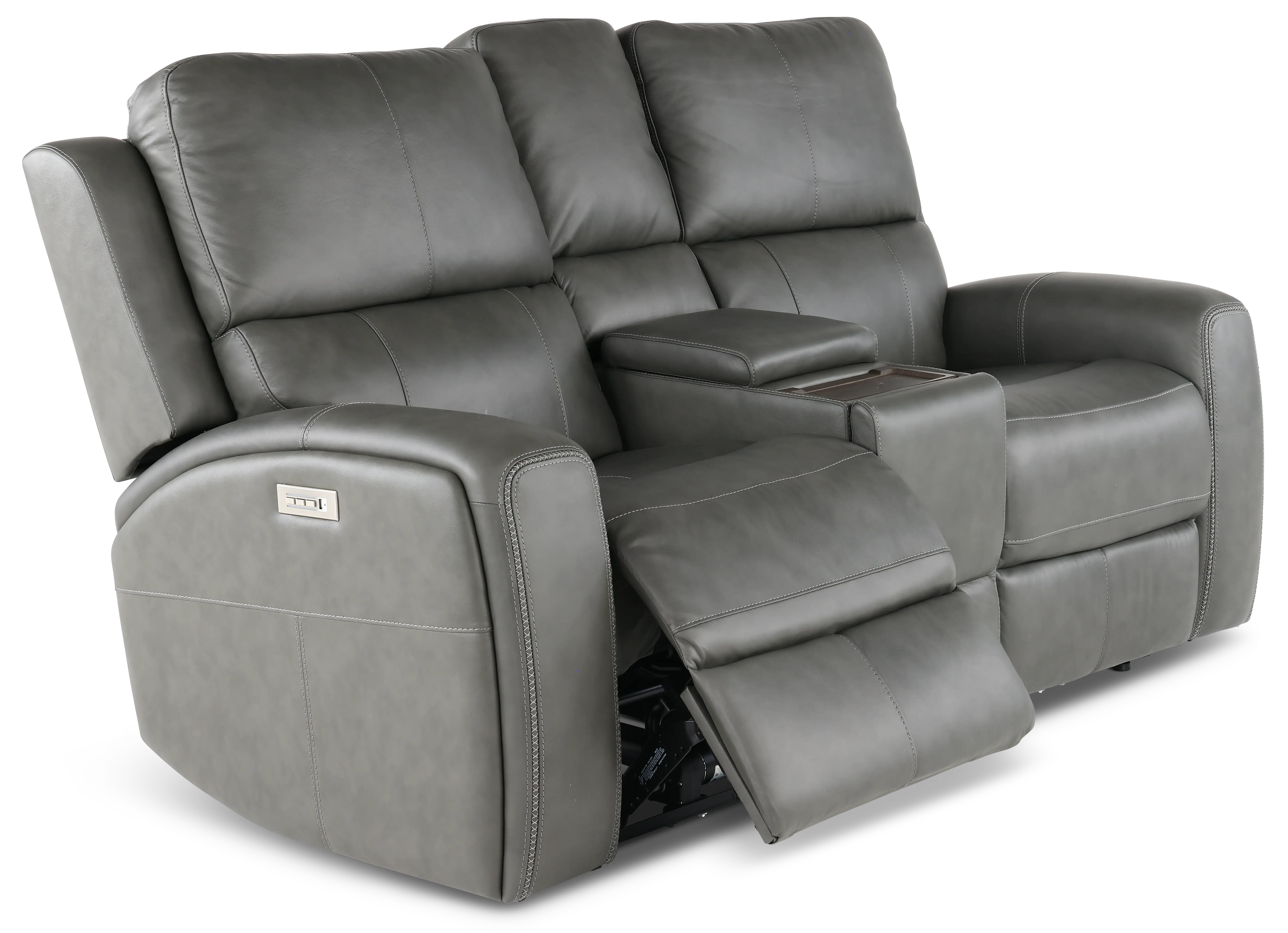 Linden Charcoal Power Reclining Loveseat with Console-4