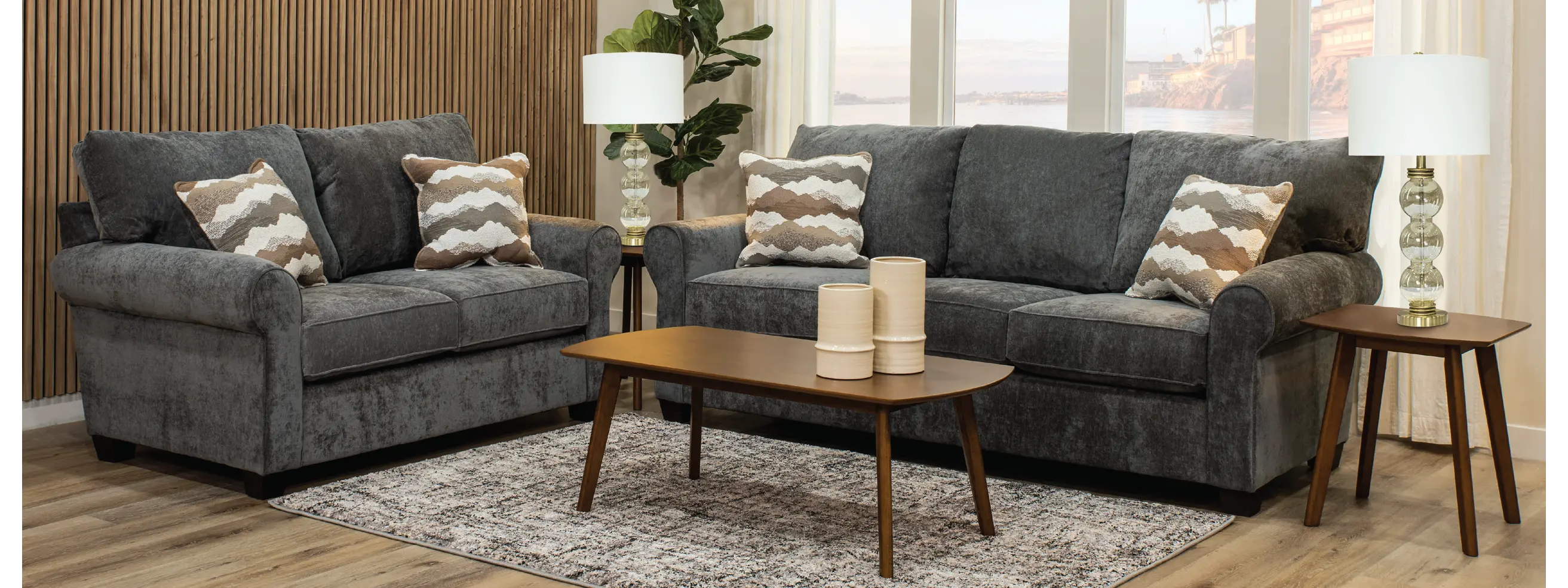 7PC/SEASIDE/GRANITE/SLLTL Seaside Gray 7 Piece Living Room Set with Sofa Bed-1