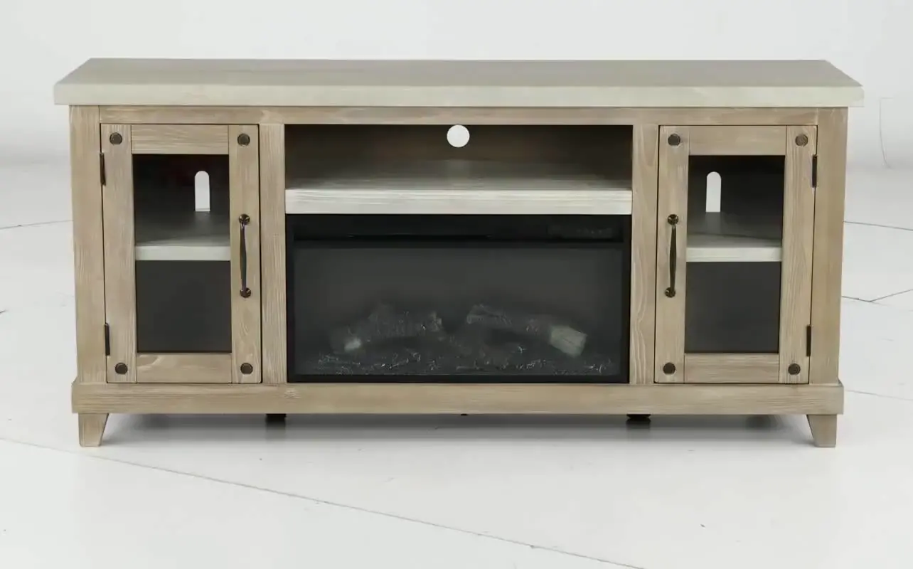 Rivan 64 Natural Fireplace TV Stand-4