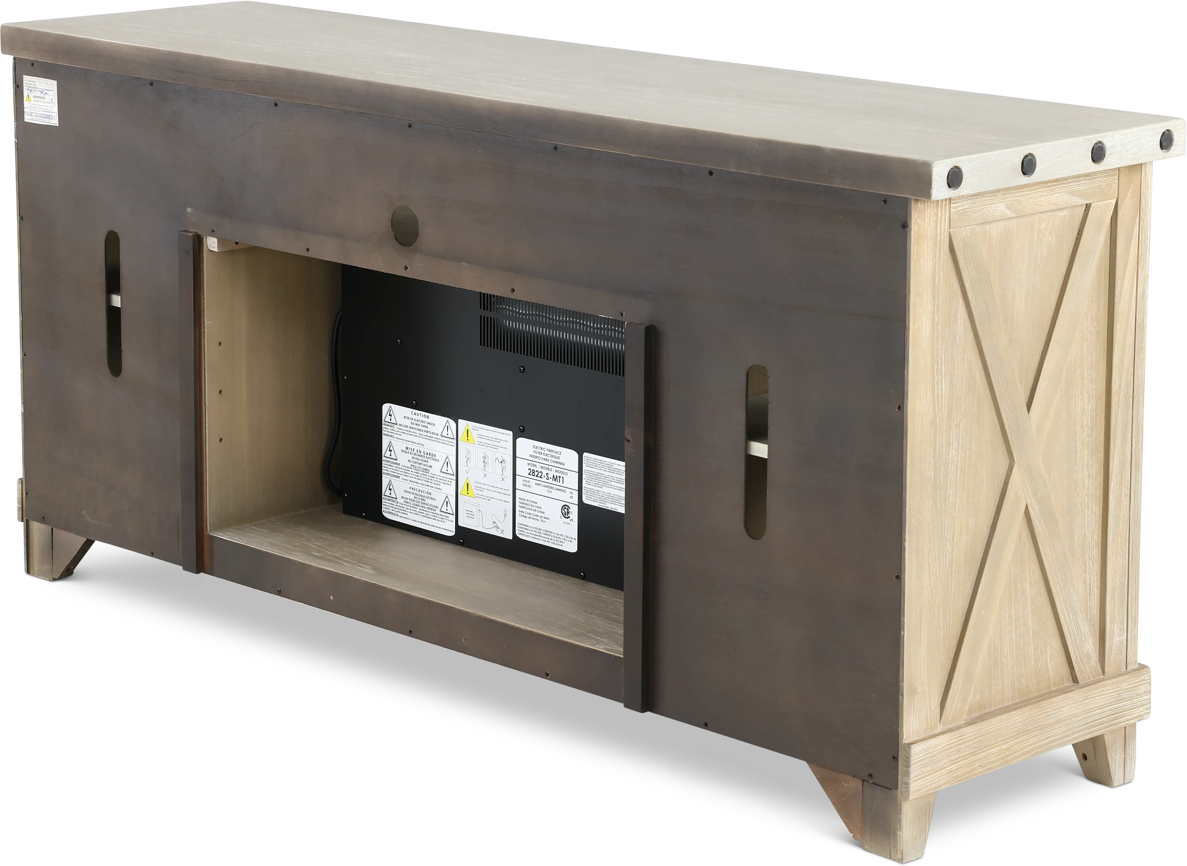 Rivan 64 Natural Fireplace TV Stand-5