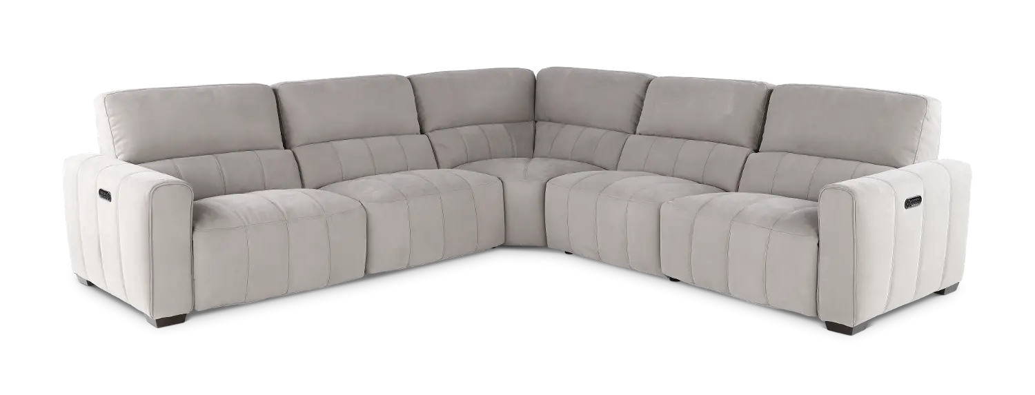 Uptown Light Gray 5 Piece Power Reclining Sectional-1