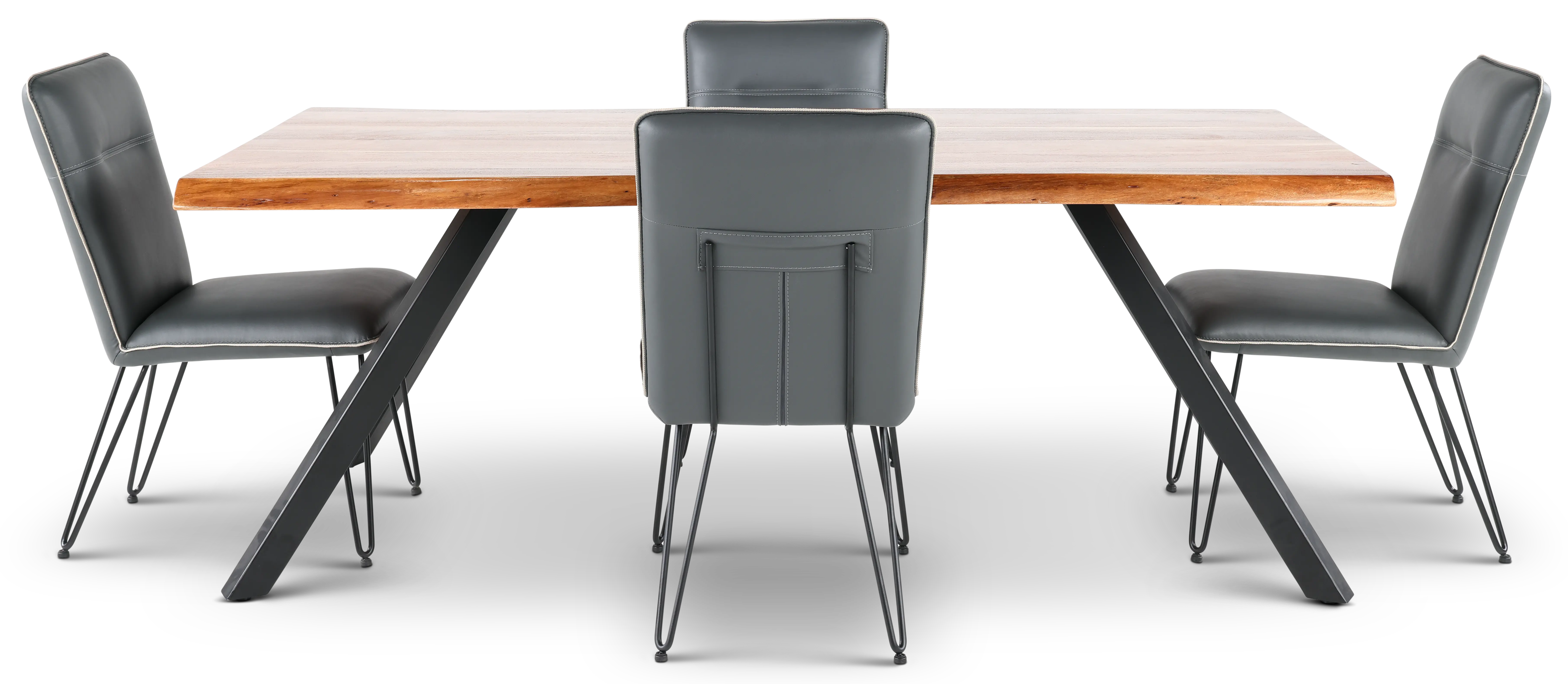 Reese Natural Acacia and Blue 5 Piece Dining Set-2