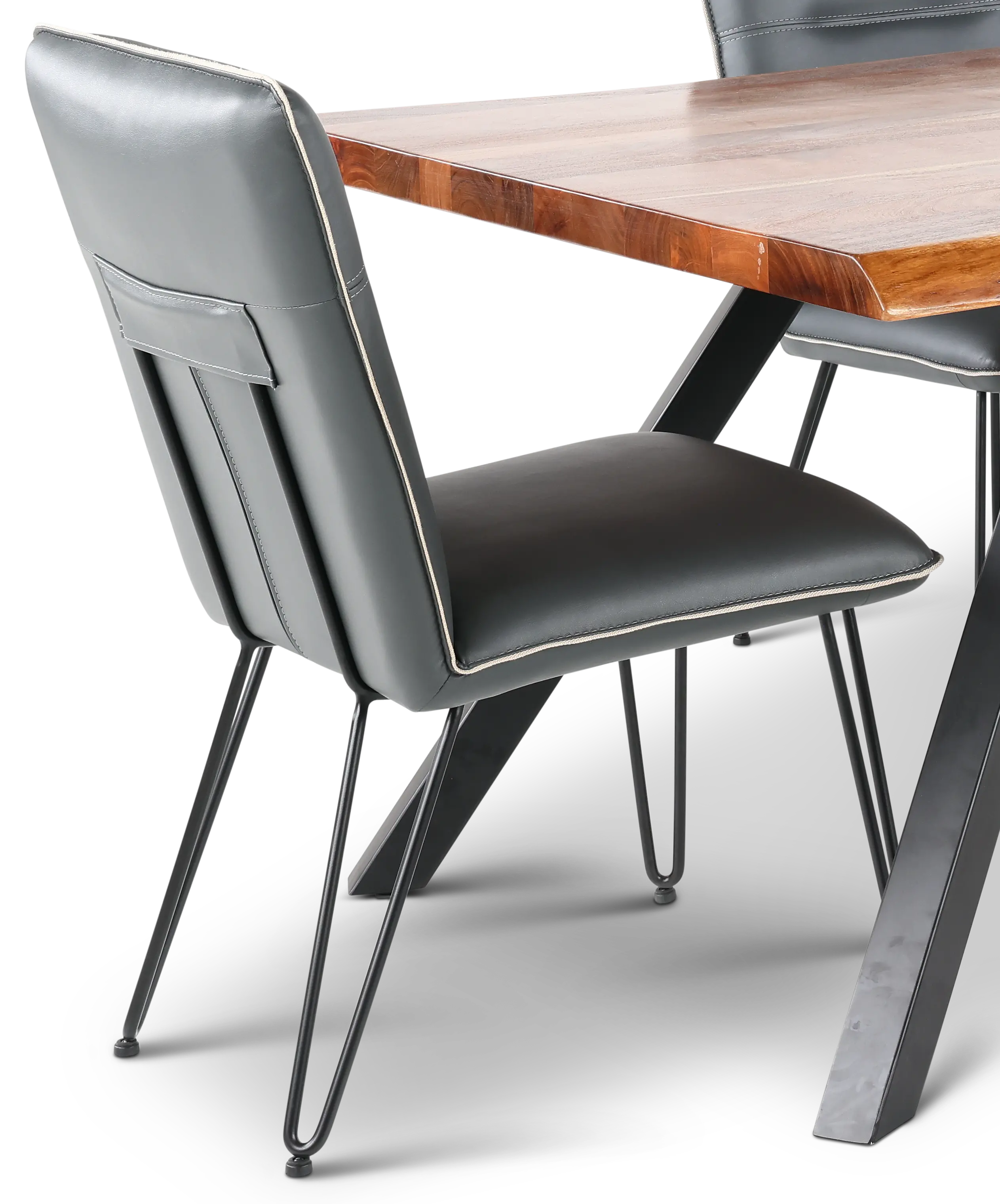 Reese Natural Acacia and Blue 5 Piece Dining Set-3