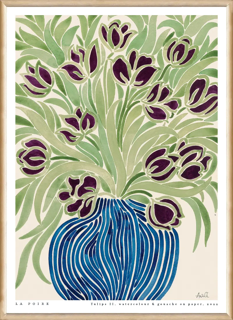 Tulips II Framed Glass Wood Art