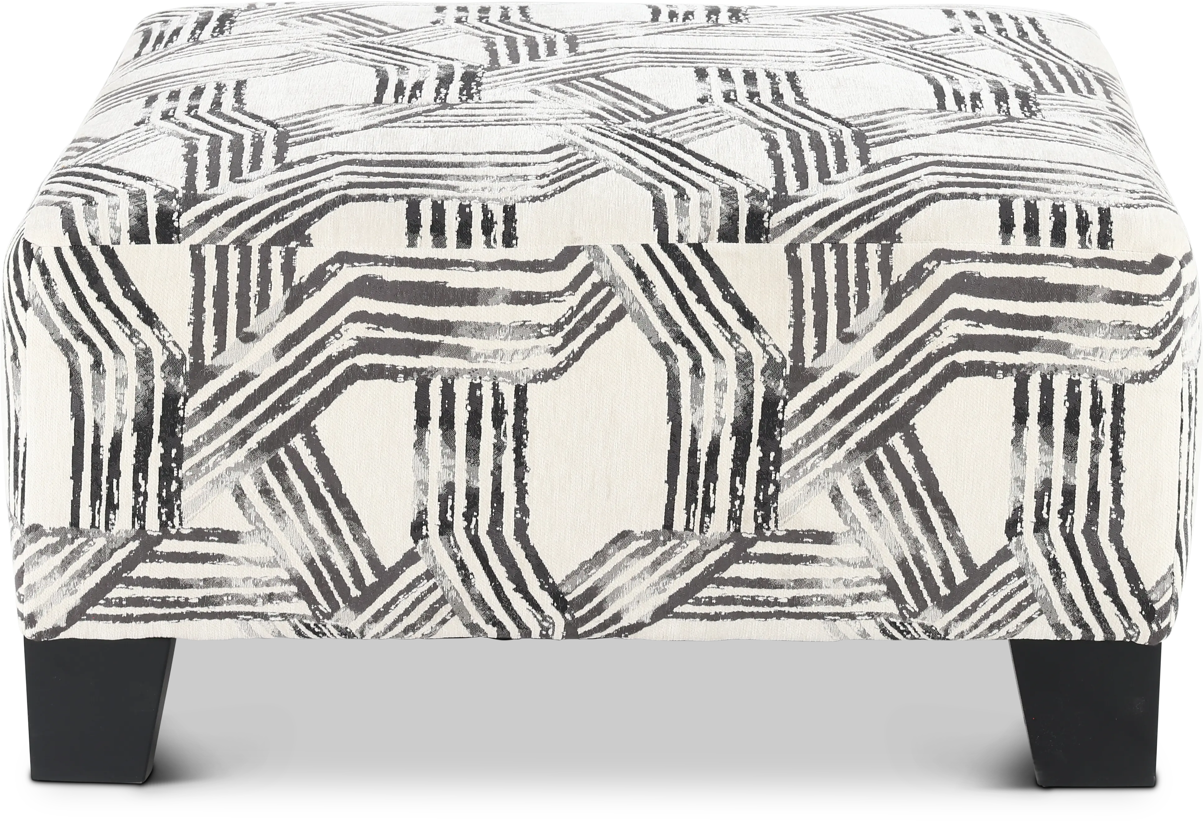 Fandango Slate Gray and White Ottoman-1