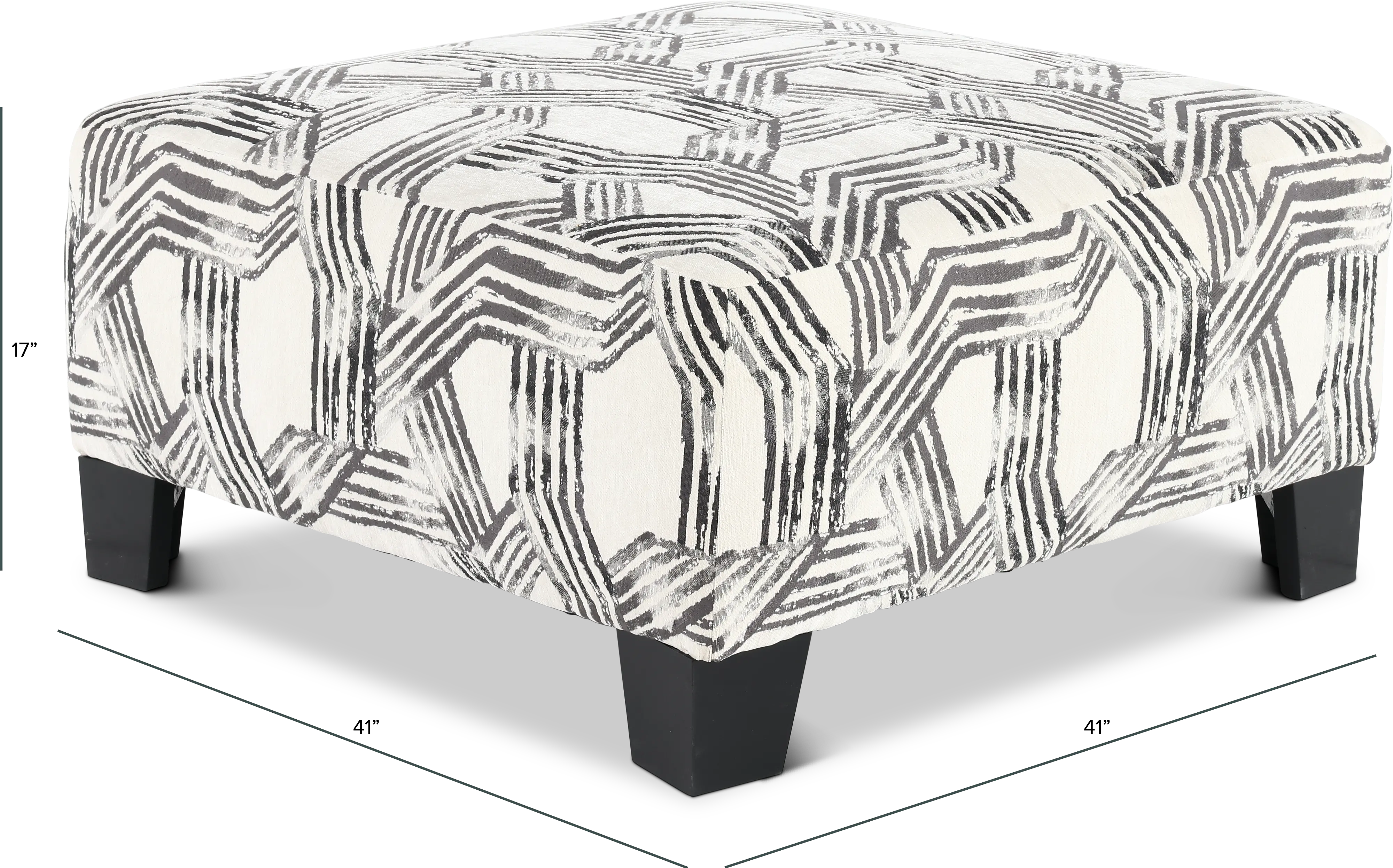 Fandango Slate Gray and White Ottoman-3
