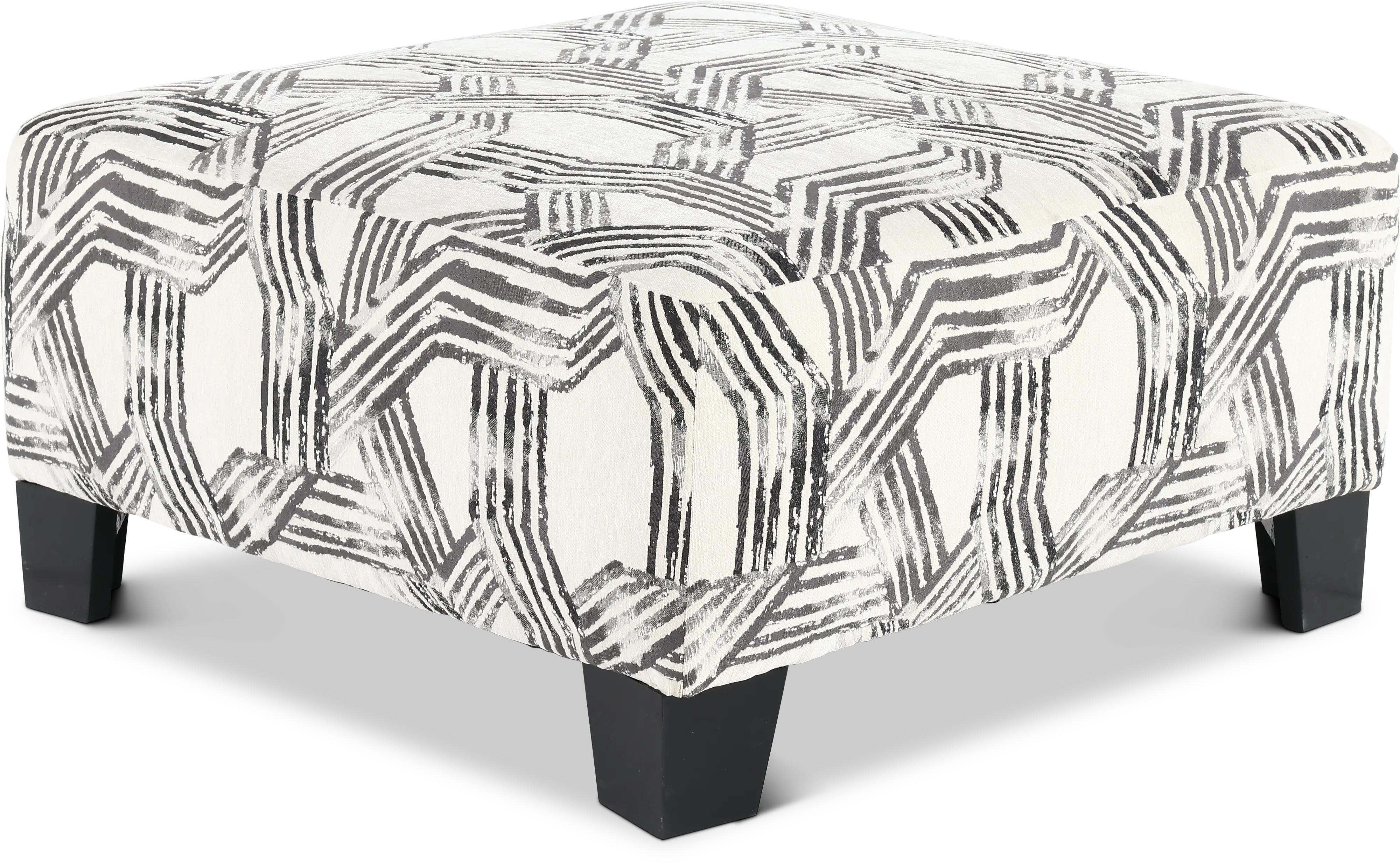Fandango Slate Gray and White Ottoman-4