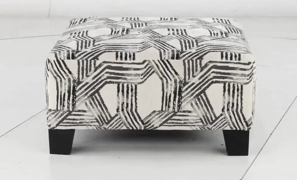 Fandango Slate Gray and White Ottoman-5