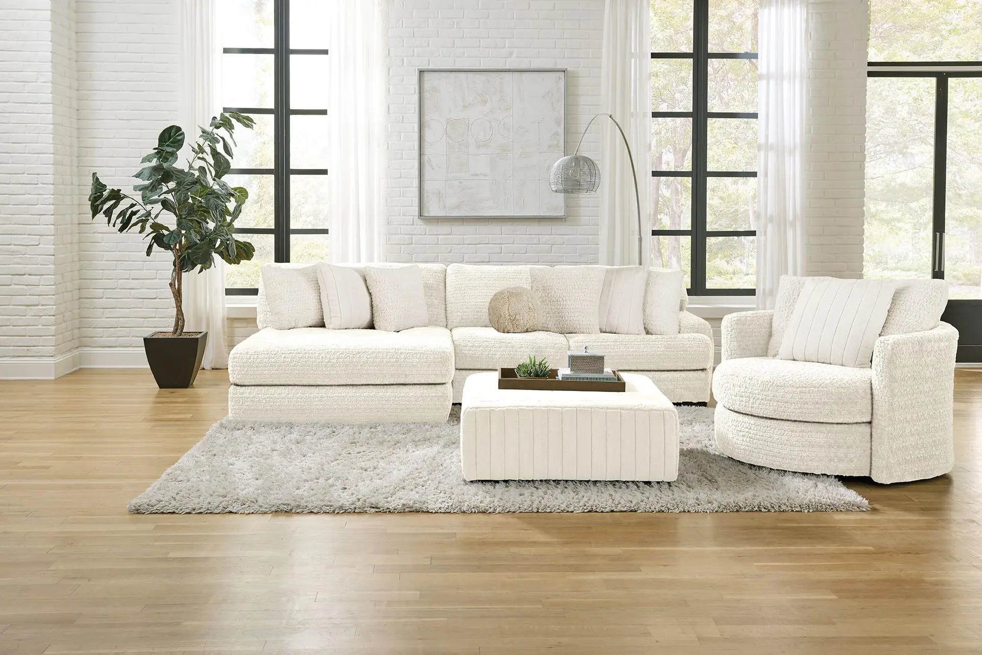 Hendrix Ivory 2 Piece Sectional with Double Chaise-2