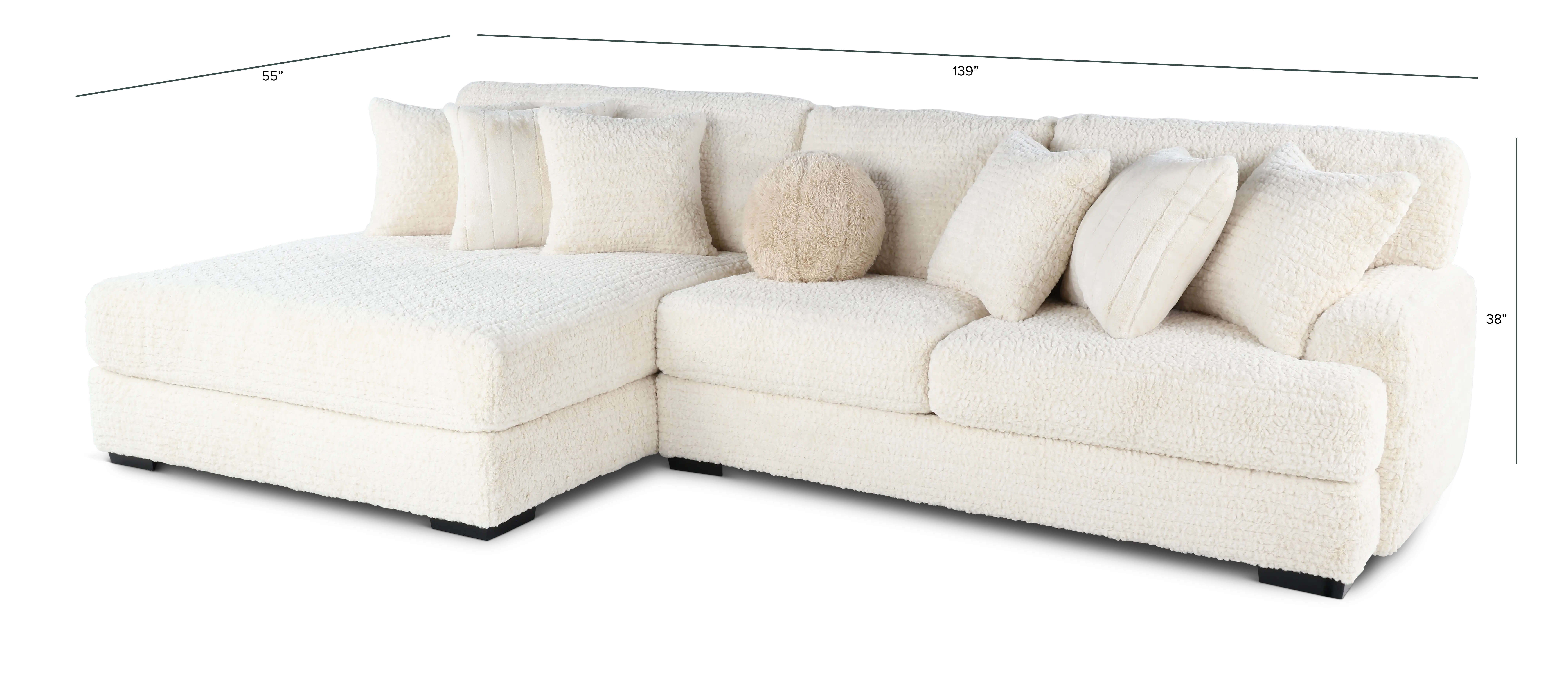 Hendrix Ivory 2 Piece Sectional with Double Chaise-3