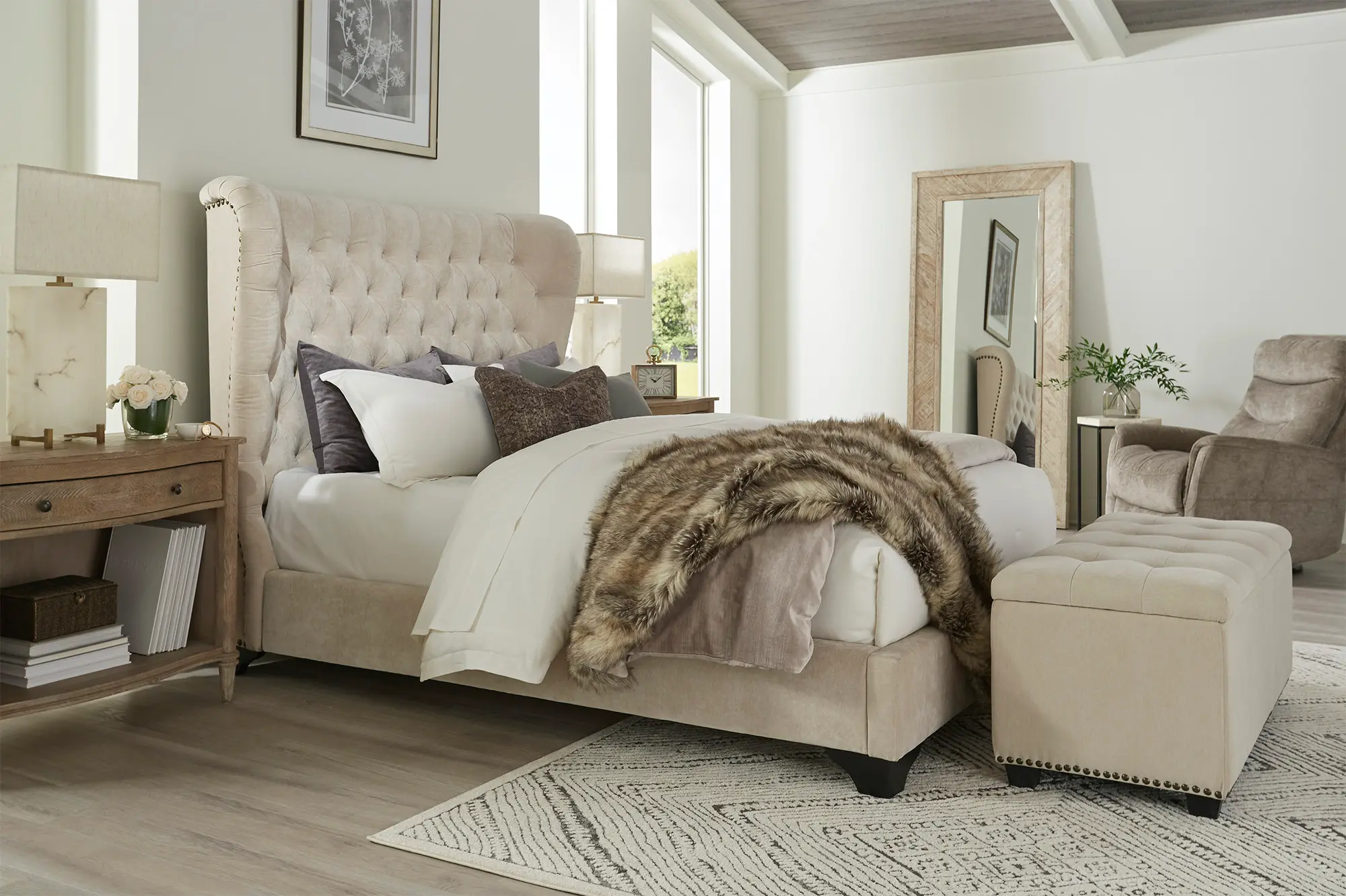 Chloe Natural King Upholstered Bed-10