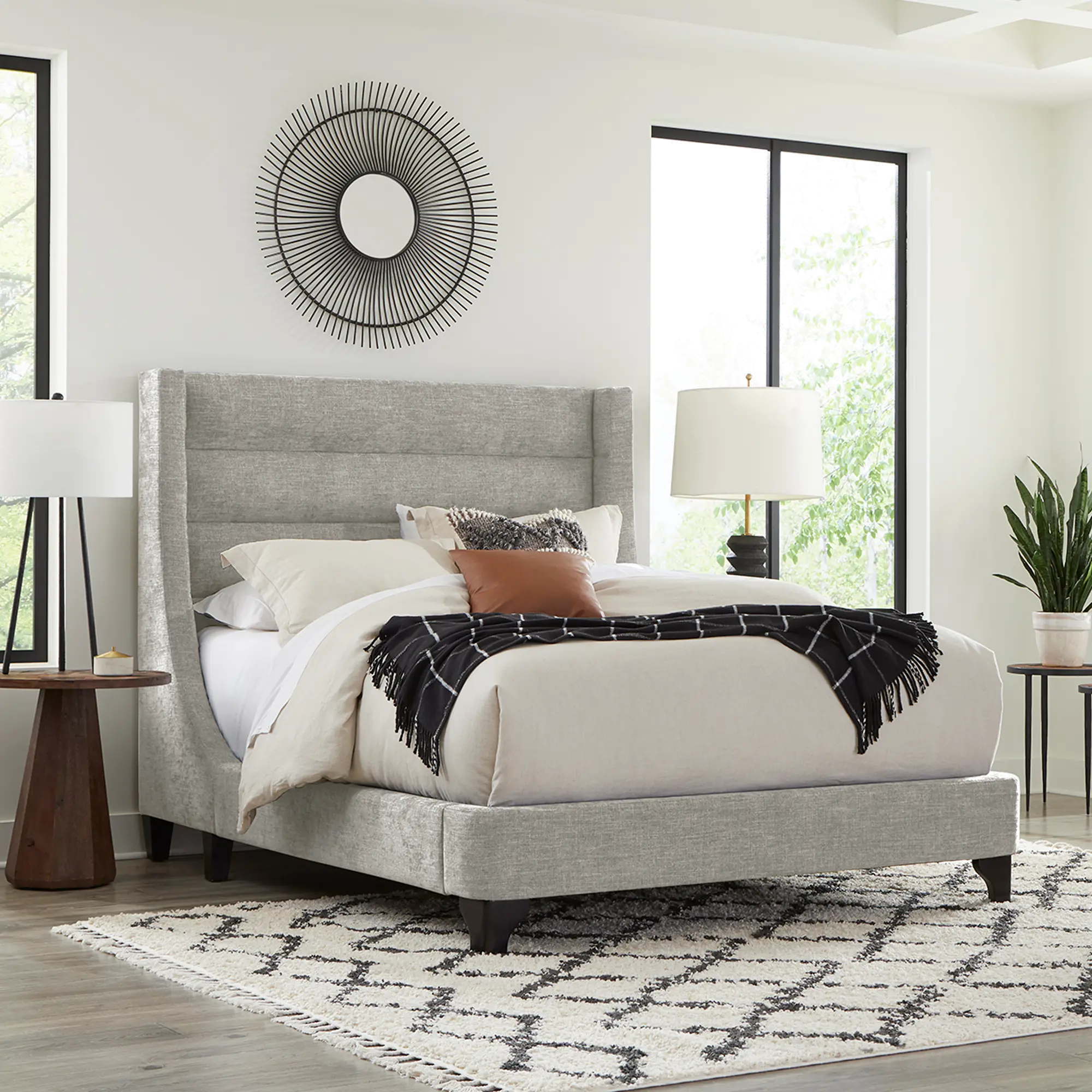 Jacob Gray Queen Upholstered Bed-2