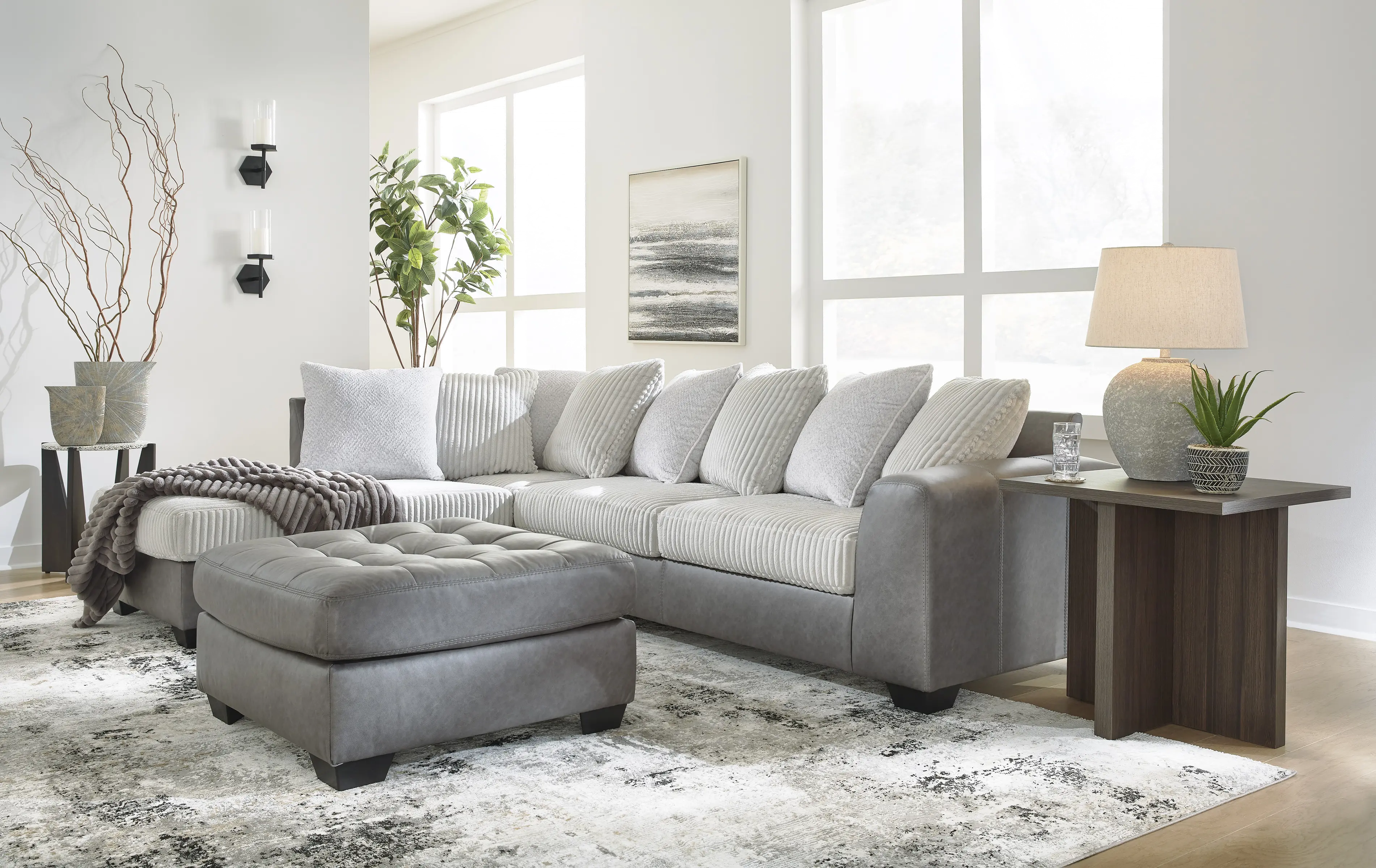 Clairette Two-Tone Gray 2 Piece Sectional-2