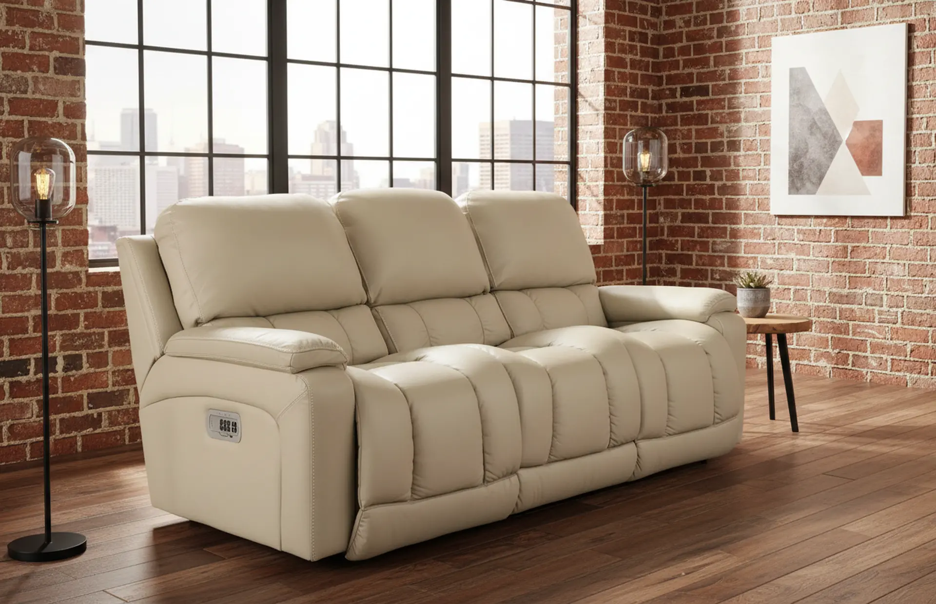 X44-530/W2/LB193032 Greyson Ice Power Reclining Sofa with Headrest and Lumbar-2