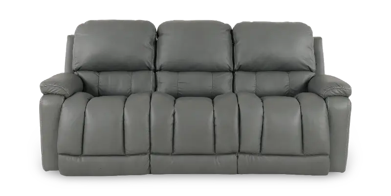 Greyson Blue-Gray Power Reclining Sofa with Headrest and Lumbar