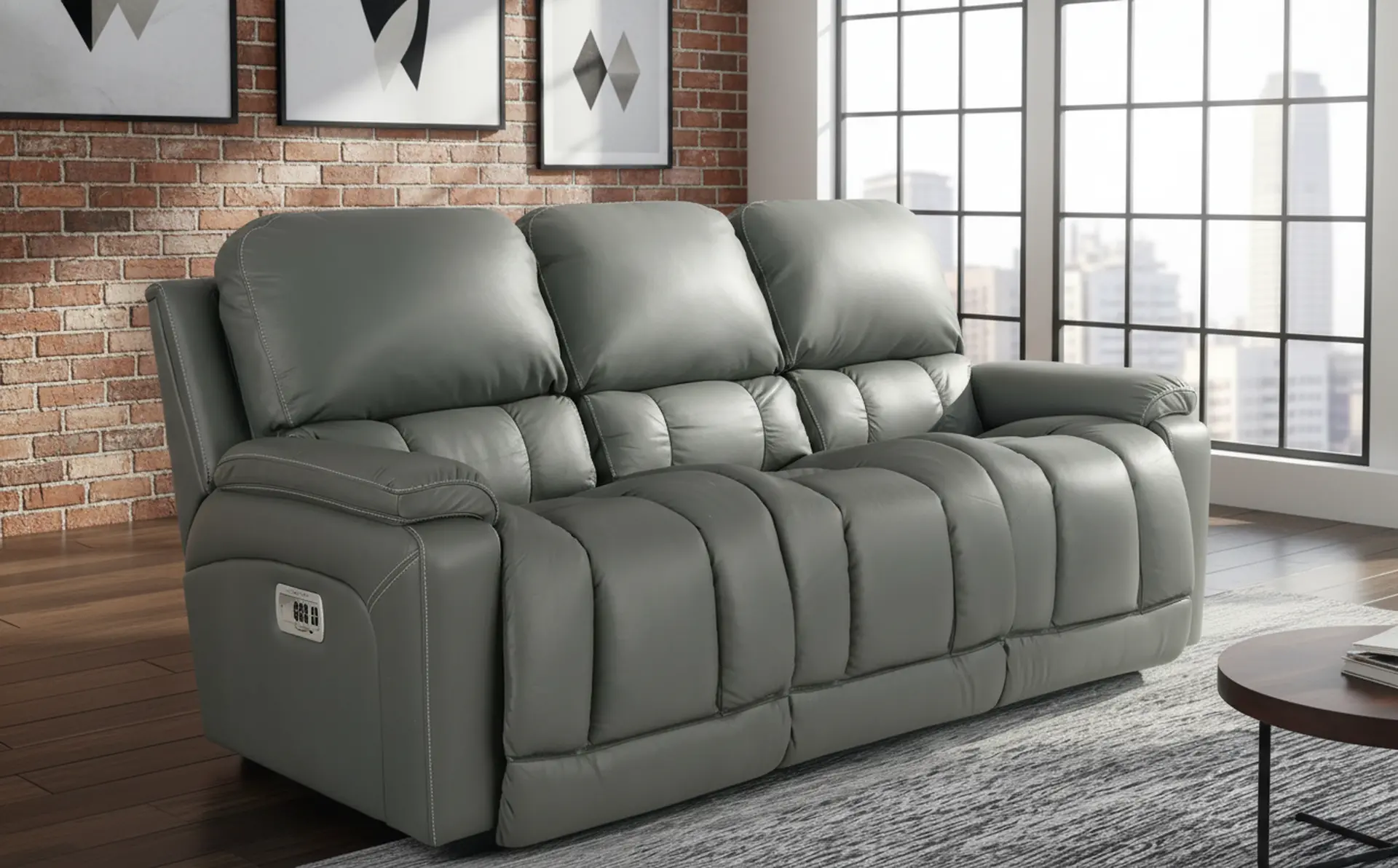 X44-530/W2/LB193056 Greyson Blue-Gray Power Reclining Sofa with Headrest and Lumbar-2