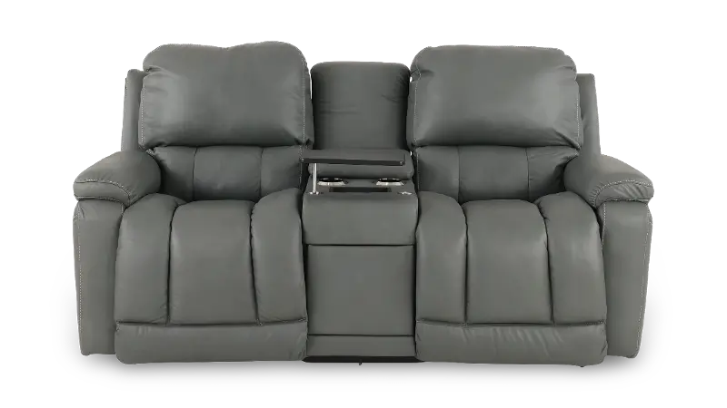 Greyson Blue-Gray Power Reclining Loveseat with Headrest and Lumbar