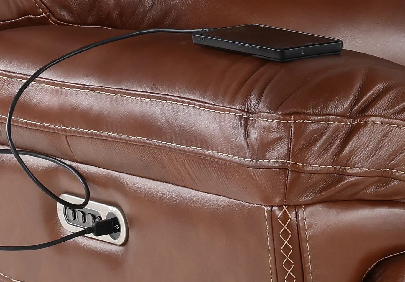 David Pecan Power Reclining Loveseat with Power Headrest and Lumbar-6