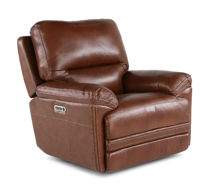 David Brown Leather Power Glider Recliner with Power Headrest and Lumbar